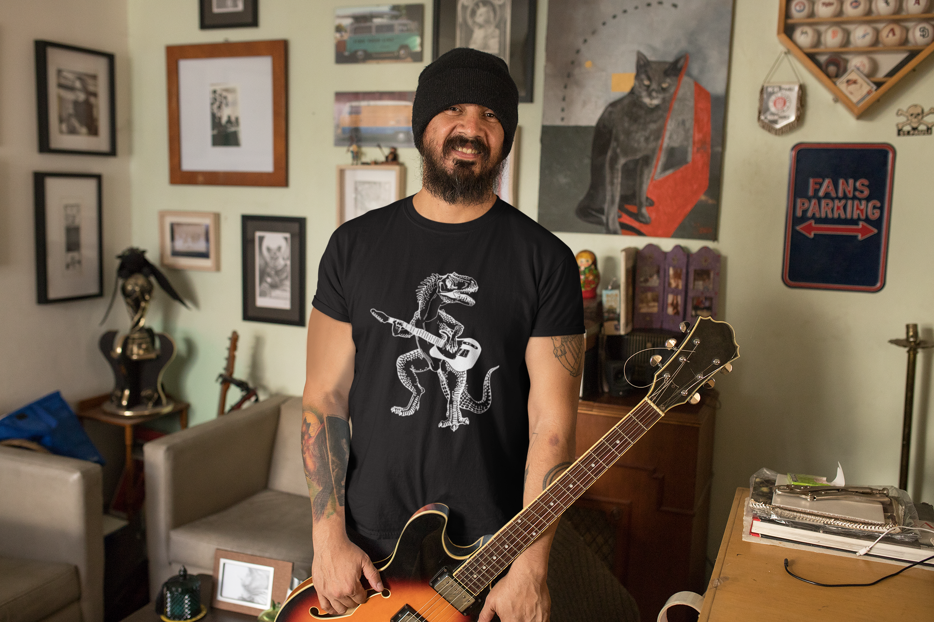 seembo-t-shirt-dinosaur-playing-guitar-of-a-funny-man-at-home