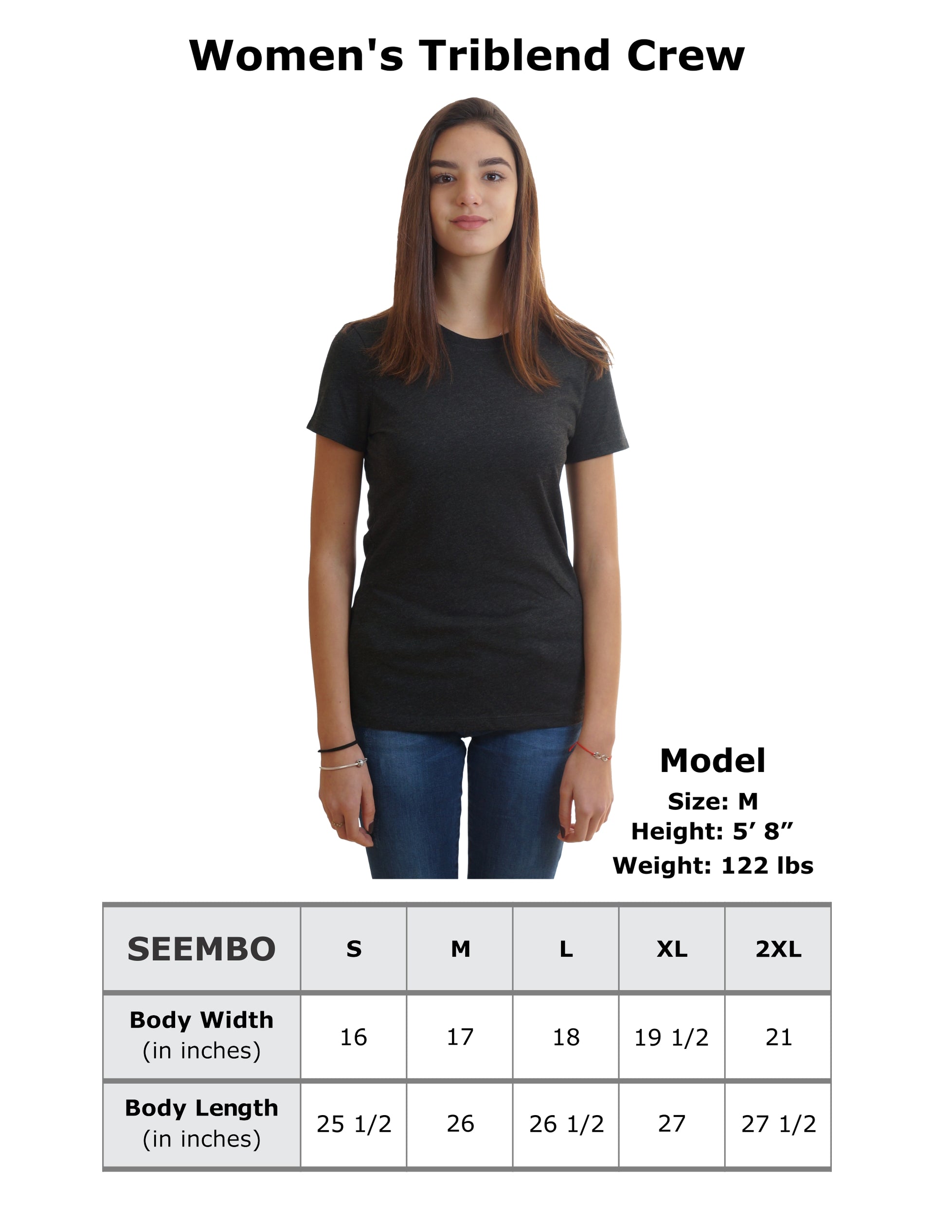 SEEMBO-women-Size-Chart-Tri-blend-t-shirt-Crew-neck
