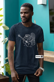 seembo-a-men-wearing-navy-t-shirt-with-beaver-playing-guitar-design-on-it