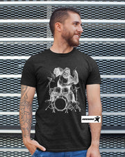 man-wearing-gorilla-playing-drums-drummer-design-on-a-vintage-black-t-shirt