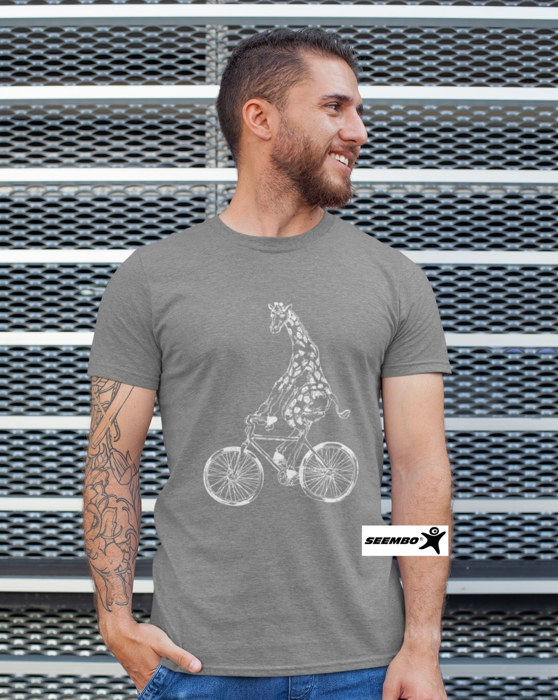 a-man-with-seembo-giraffe-biking-bicycle-bike-biker-design-on-it-vintage-grey-t-shirt