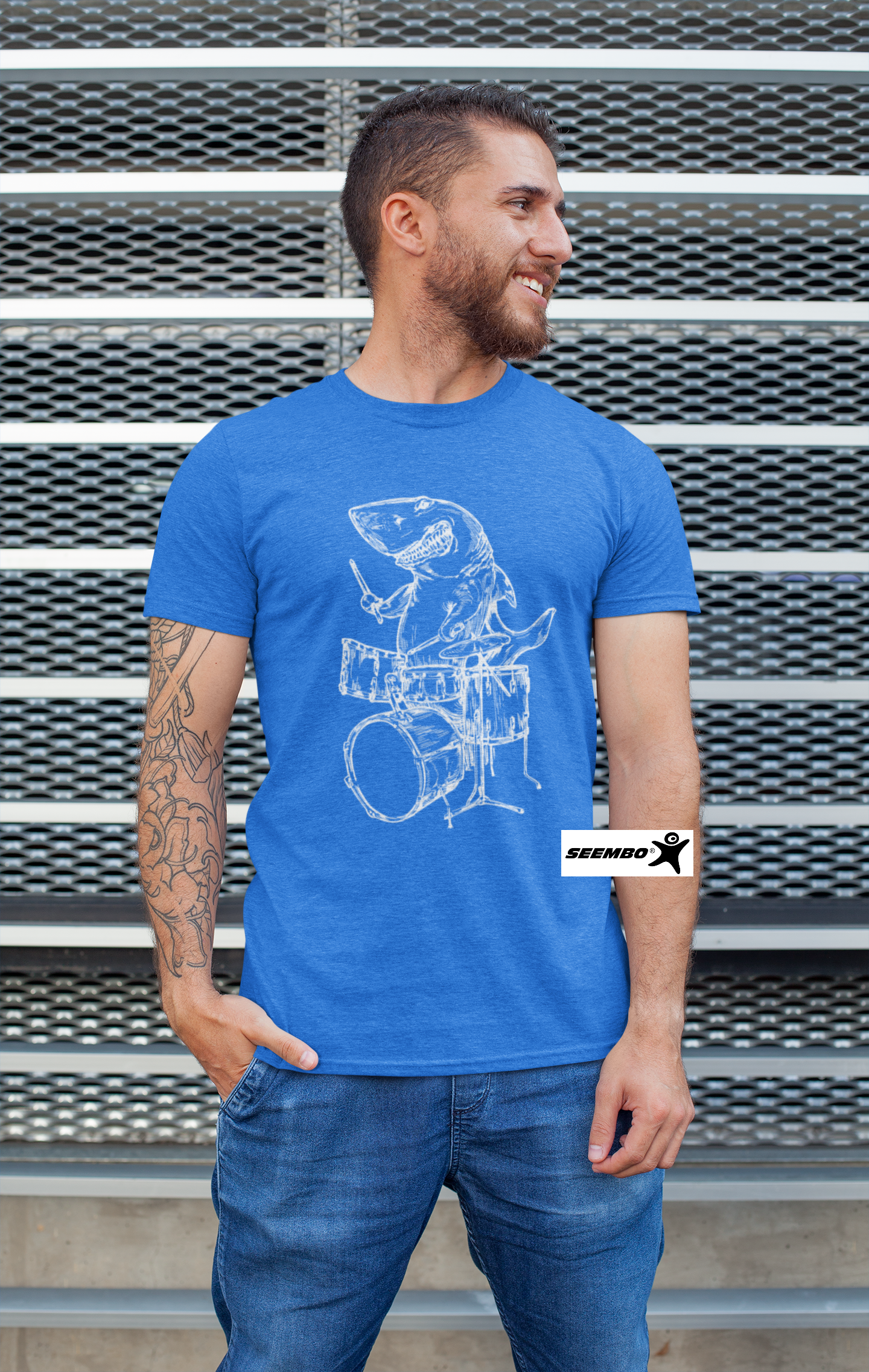 seembo-shark-funny-drummer-playing-drums-musician-gift-men-vintage-royal-t-shirt-ipe116