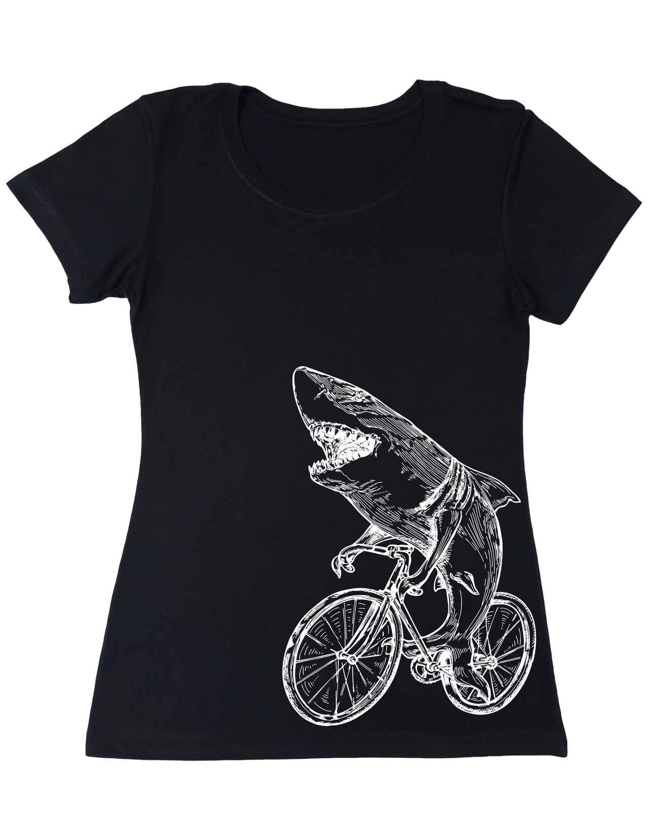 SEEMBO Shark Cycling Bicycle Bike Biking Biker Cyclist Women Poly-Cotton T-Shirt Side Print