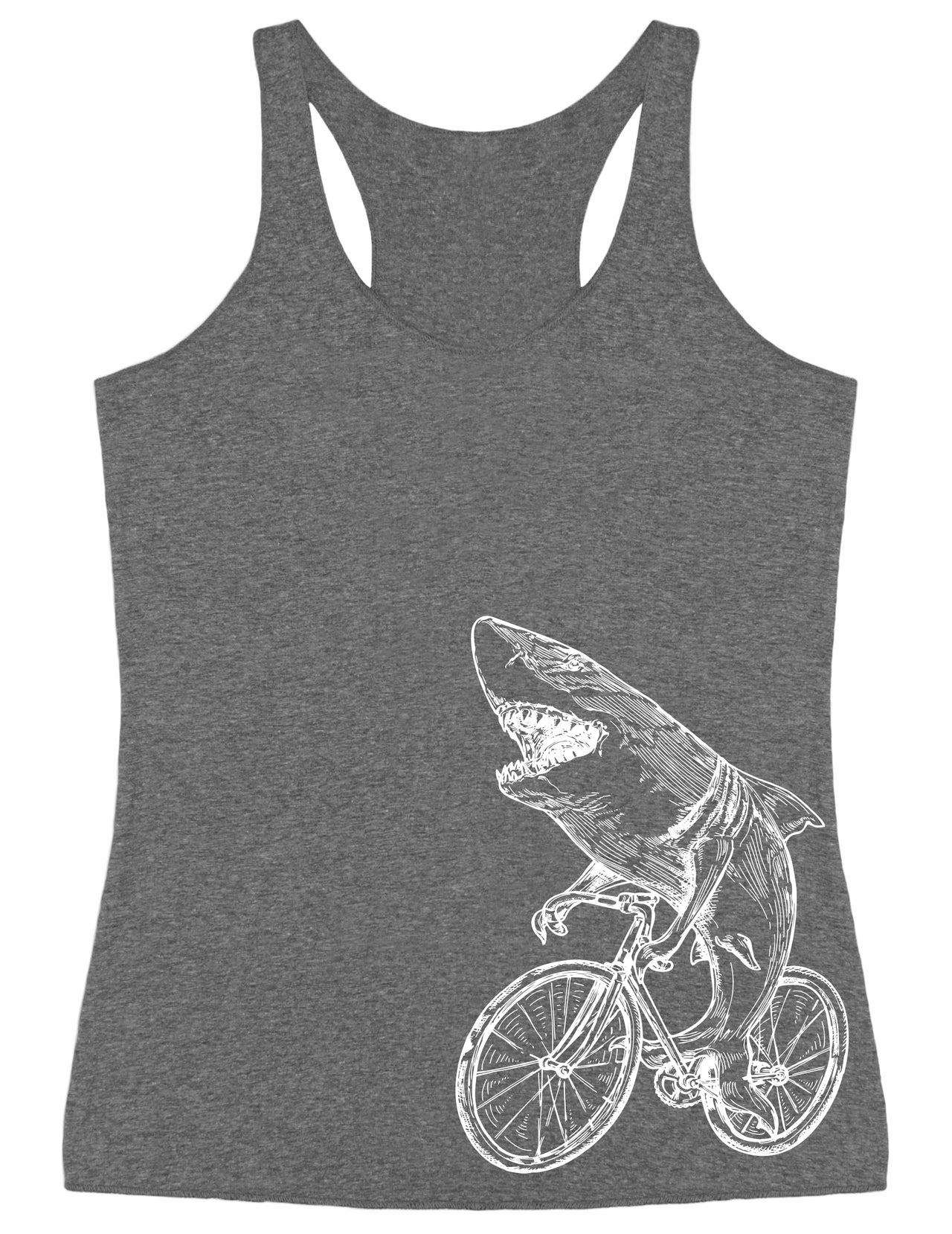SEEMBO Shark Cycling Bicycle Funny Bike Biking Biker Cyclist Women Tri-Blend Tank Top Side Print
