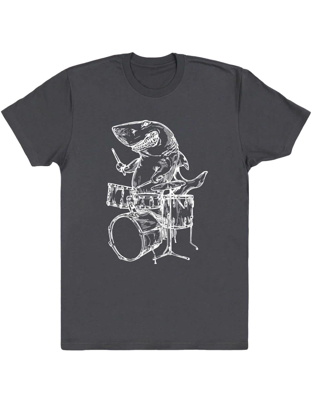 SEEMBO Shark Playing Drums Funny Drummer Musician Music Band Men Cotton T-Shirt