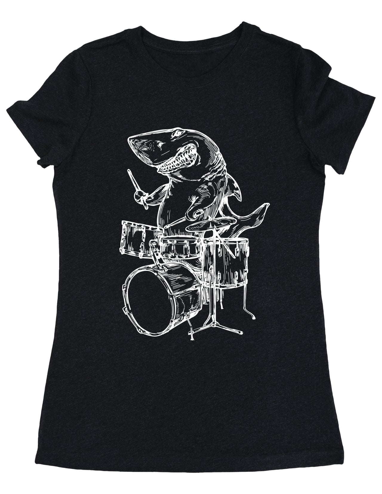 SEEMBO Shark Playing Drums Funny Drummer Musician Music Band Women Tri-Blend T-Shirt