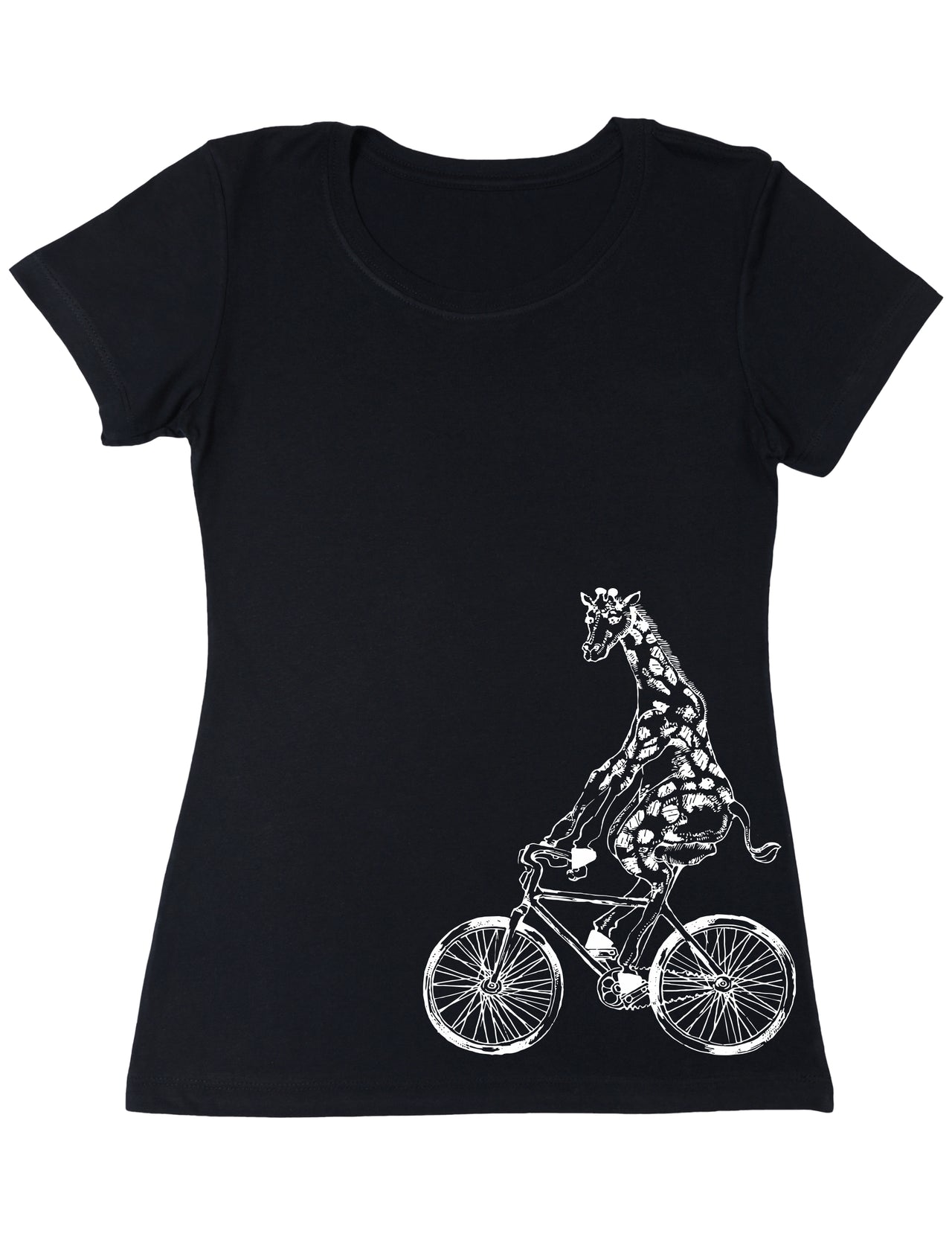 SEEMBO Giraffe Cycling Bicycle Bike Biking Biker Funny Cyclist Women Poly-Cotton T-Shirt Side Print