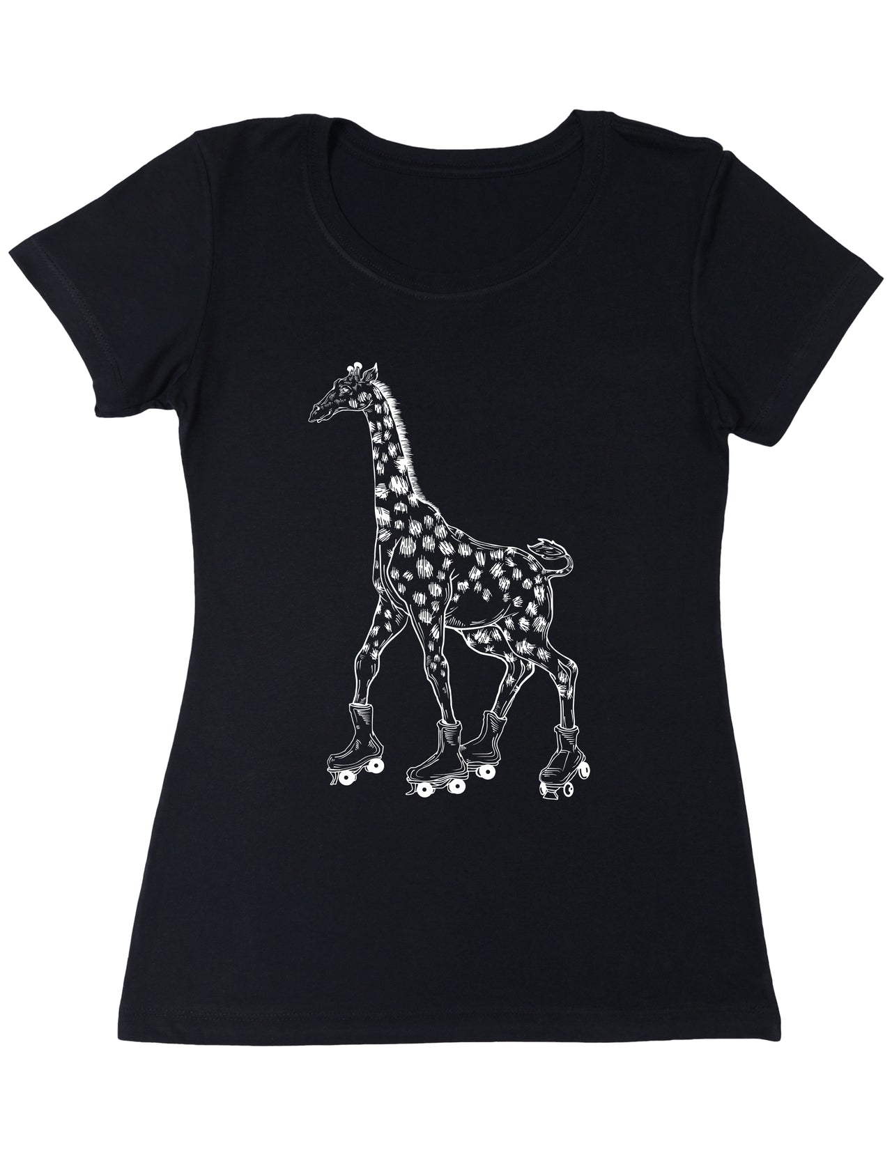 SEEMBO Giraffe Skater Funny Skating Roller Skates Women Poly-Cotton T-Shirt