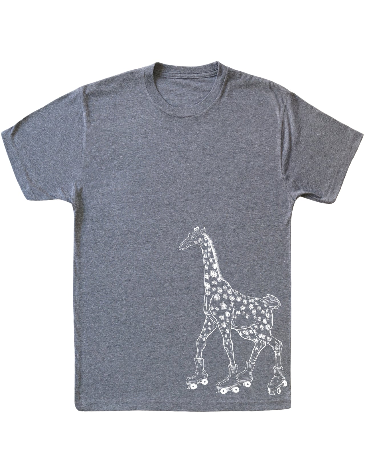 SEEMBO Giraffe Skater Funny Skating Roller Skates Men Tri-Blend T-Shirt Side Print