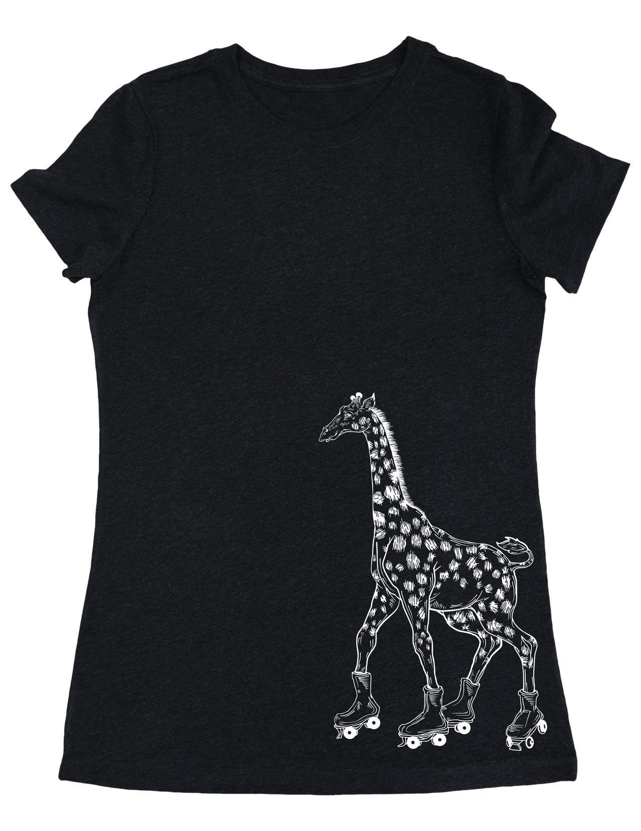 SEEMBO Giraffe Skater Funny Skating Roller Skates Women Tri-Blend T-Shirt Side Print