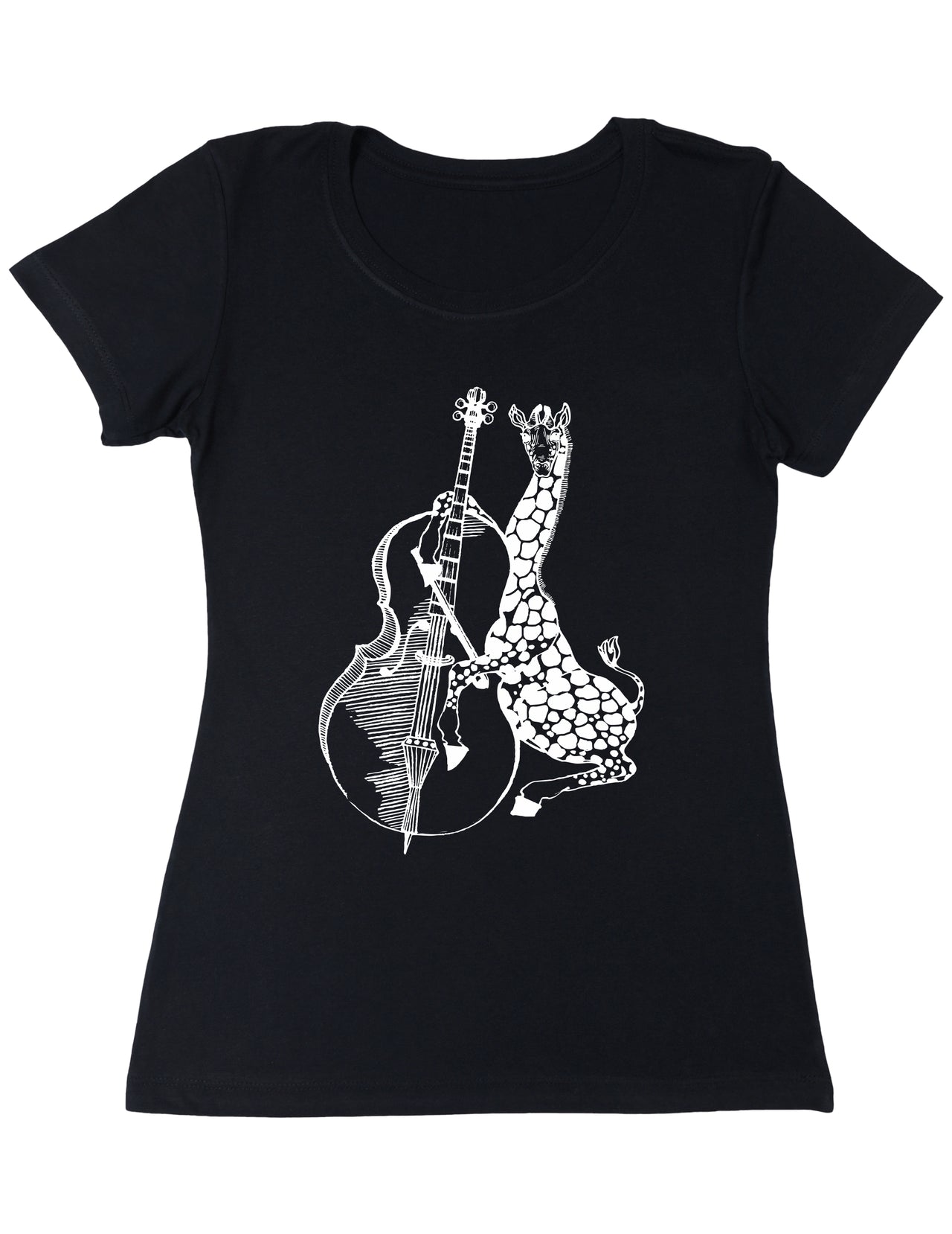 SEEMBO Giraffe Playing Cello Funny Cellist Musician Women Poly-Cotton T-Shirt