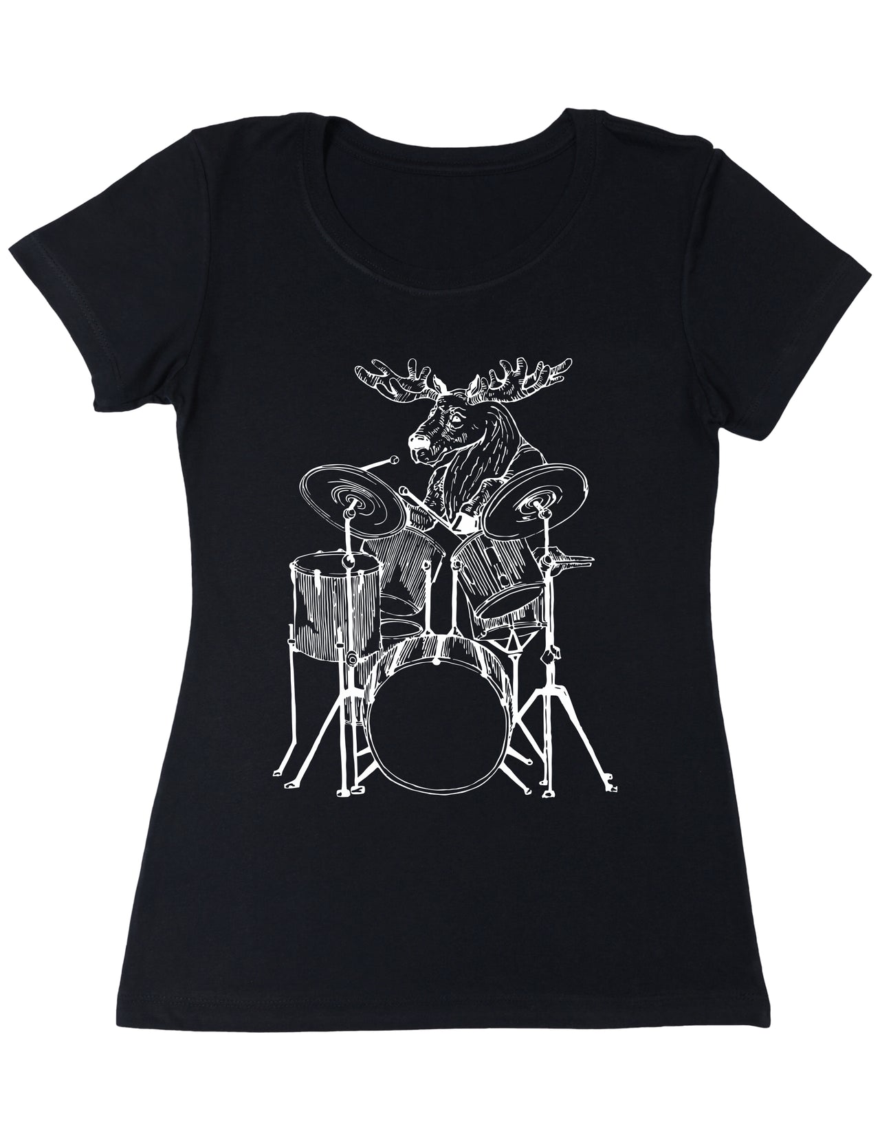 SEEMBO Moose Playing Drums Funny Drummer Musician Band Women Poly-Cotton T-Shirt