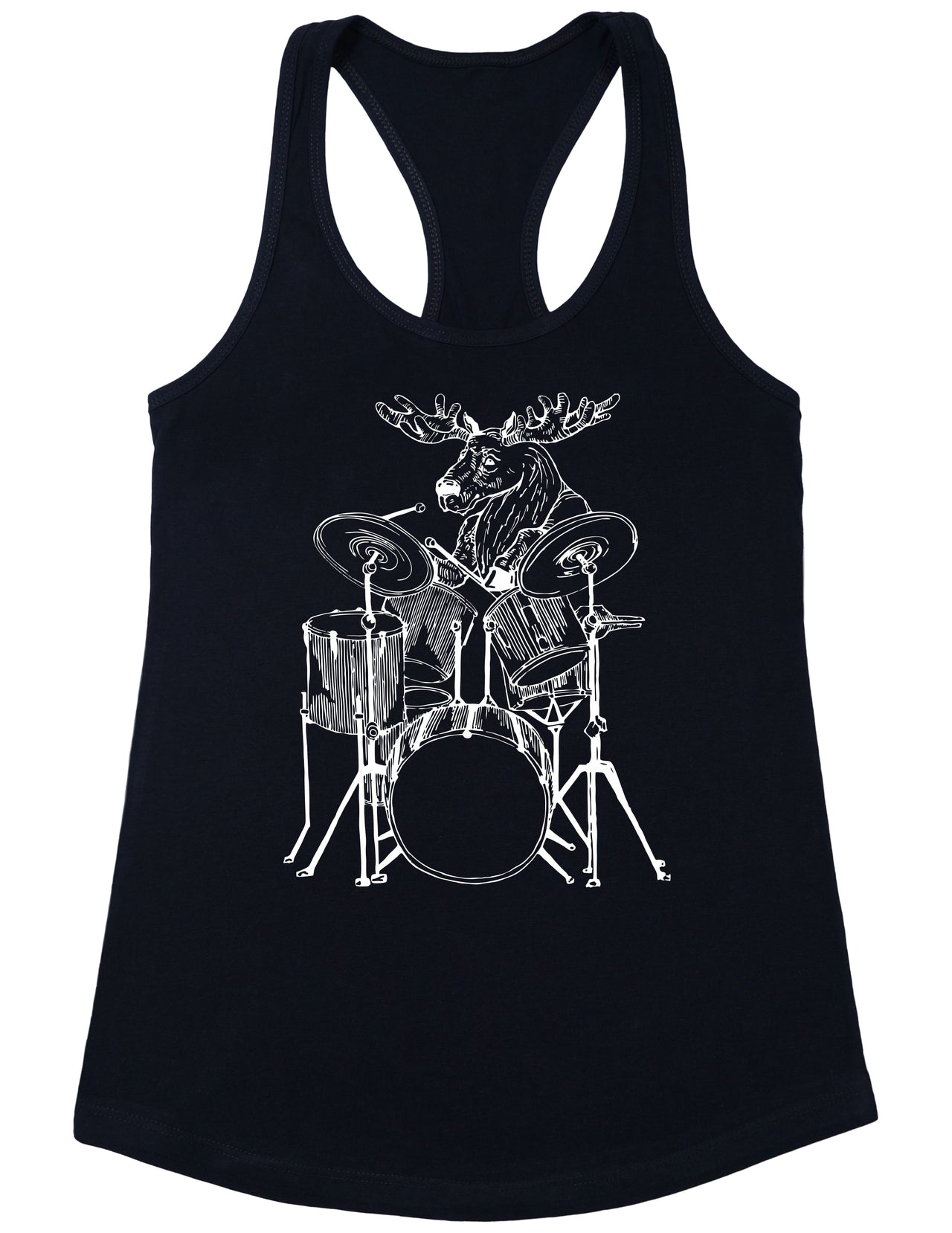 SEEMBO Moose Playing Drums Funny Drummer Musician Band Women Poly-Cotton Tank Top