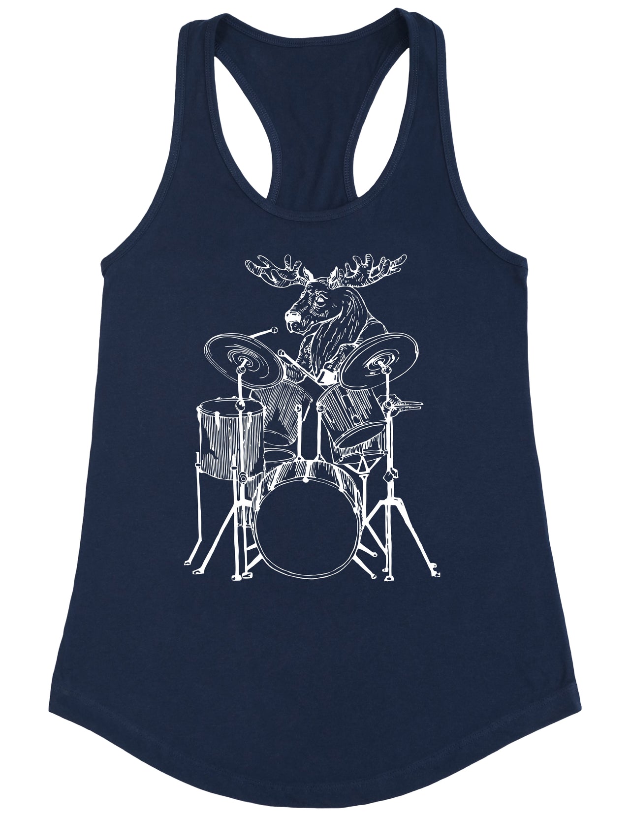 SEEMBO Moose Playing Drums Funny Drummer Musician Band Women Poly-Cotton Tank Top