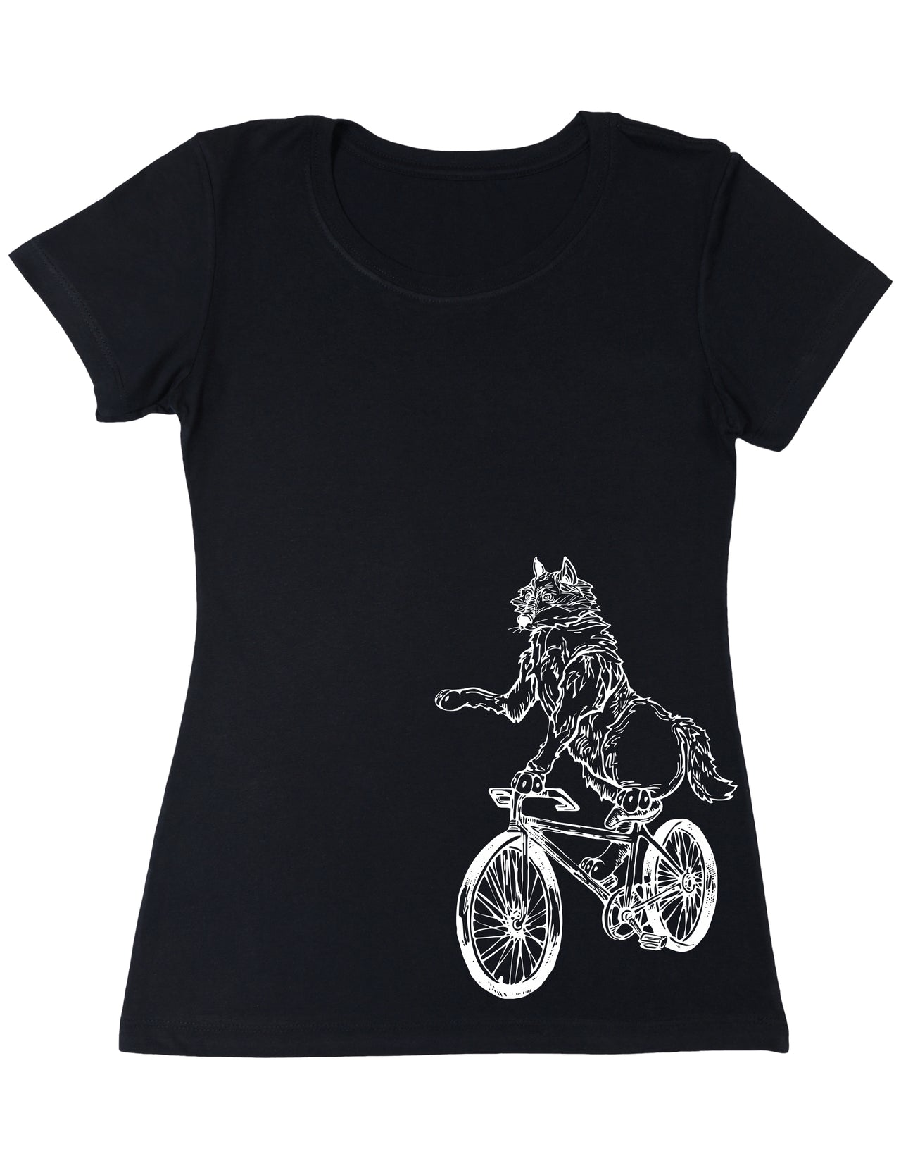 SEEMBO Wolf Cycling Bicycle Bike Biking Biker Cyclist Women Poly-Cotton T-Shirt Side Print
