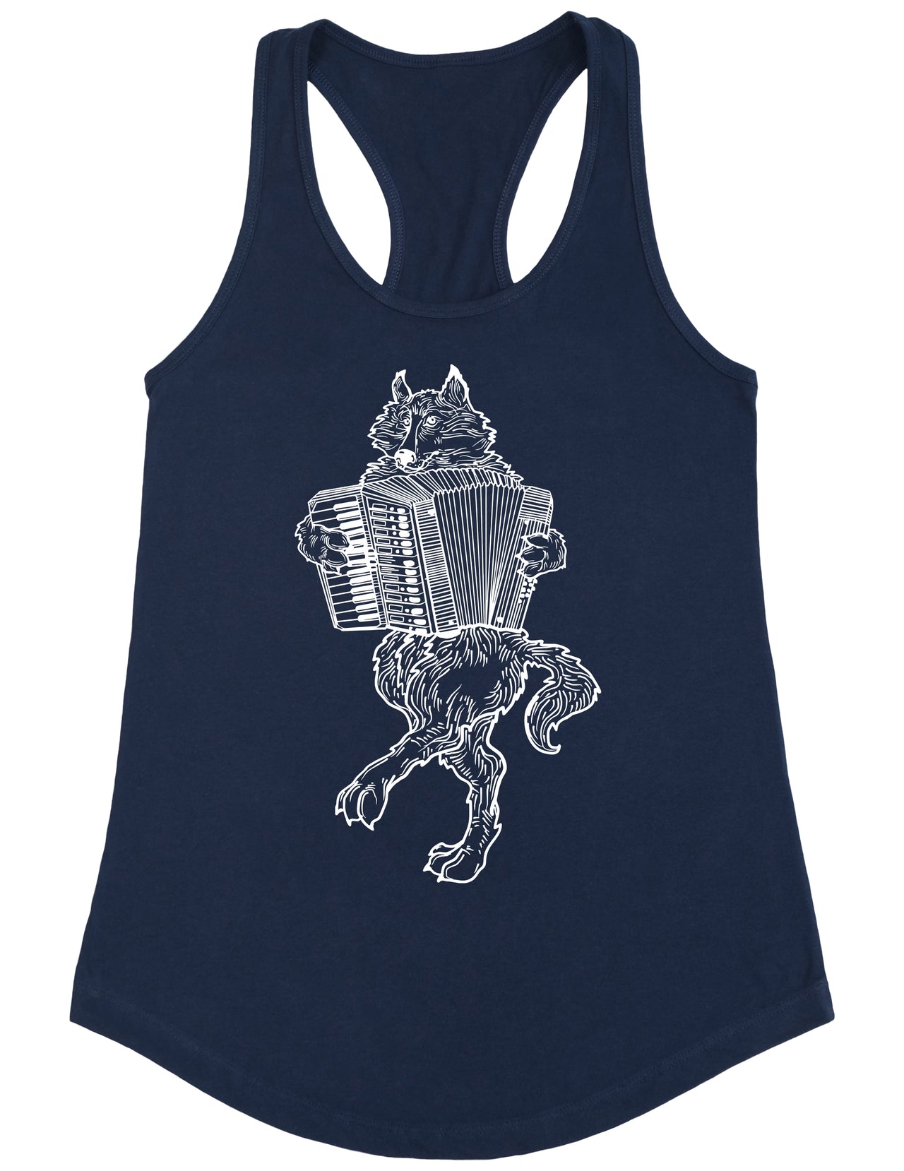 SEEMBO Wolf Playing Accordion Funny Accordionist Musician Women Poly-Cotton Tank Top