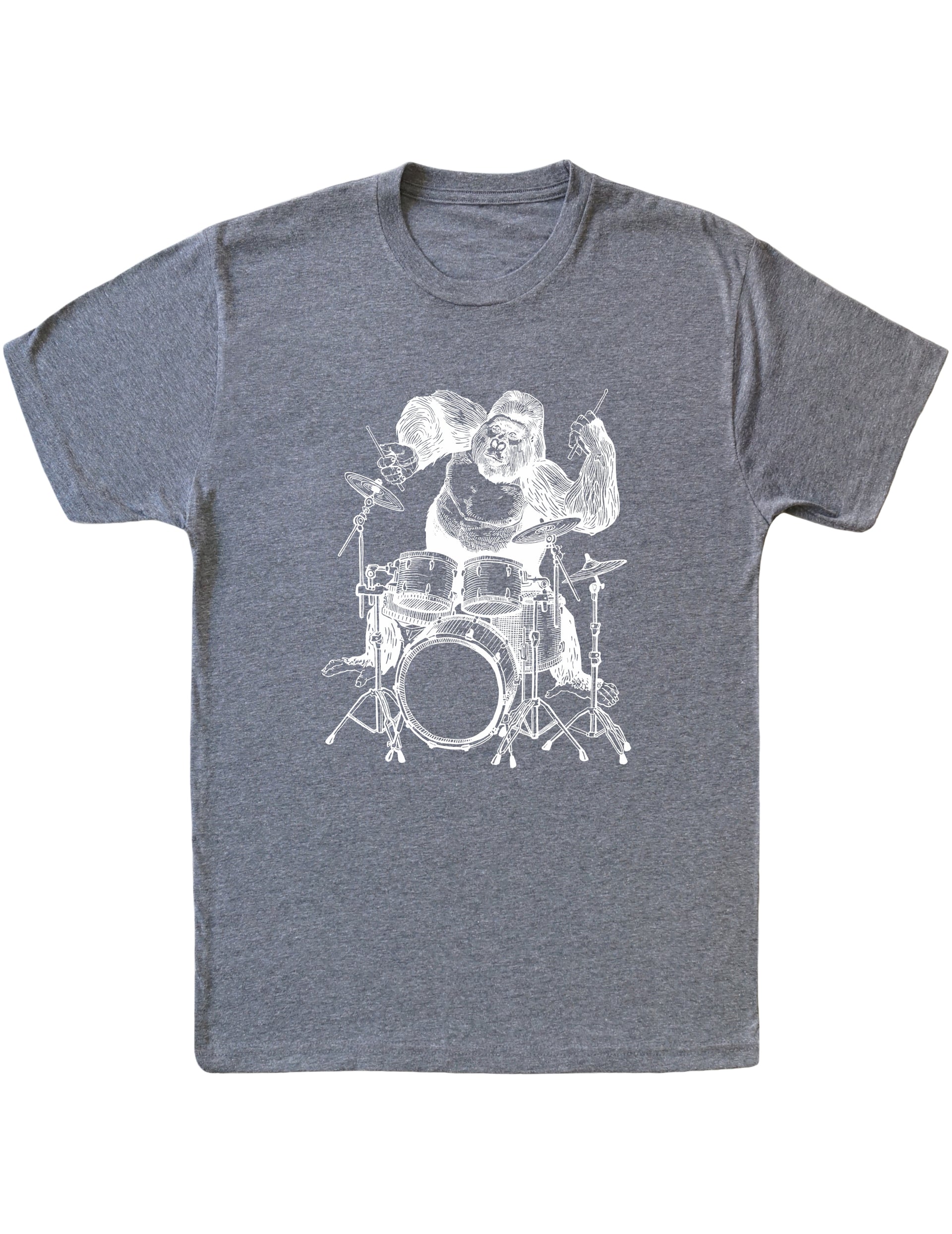 seembo-gorilla-animal-drummer-playing-drums-art-men-vintage-grey-t-shirt
