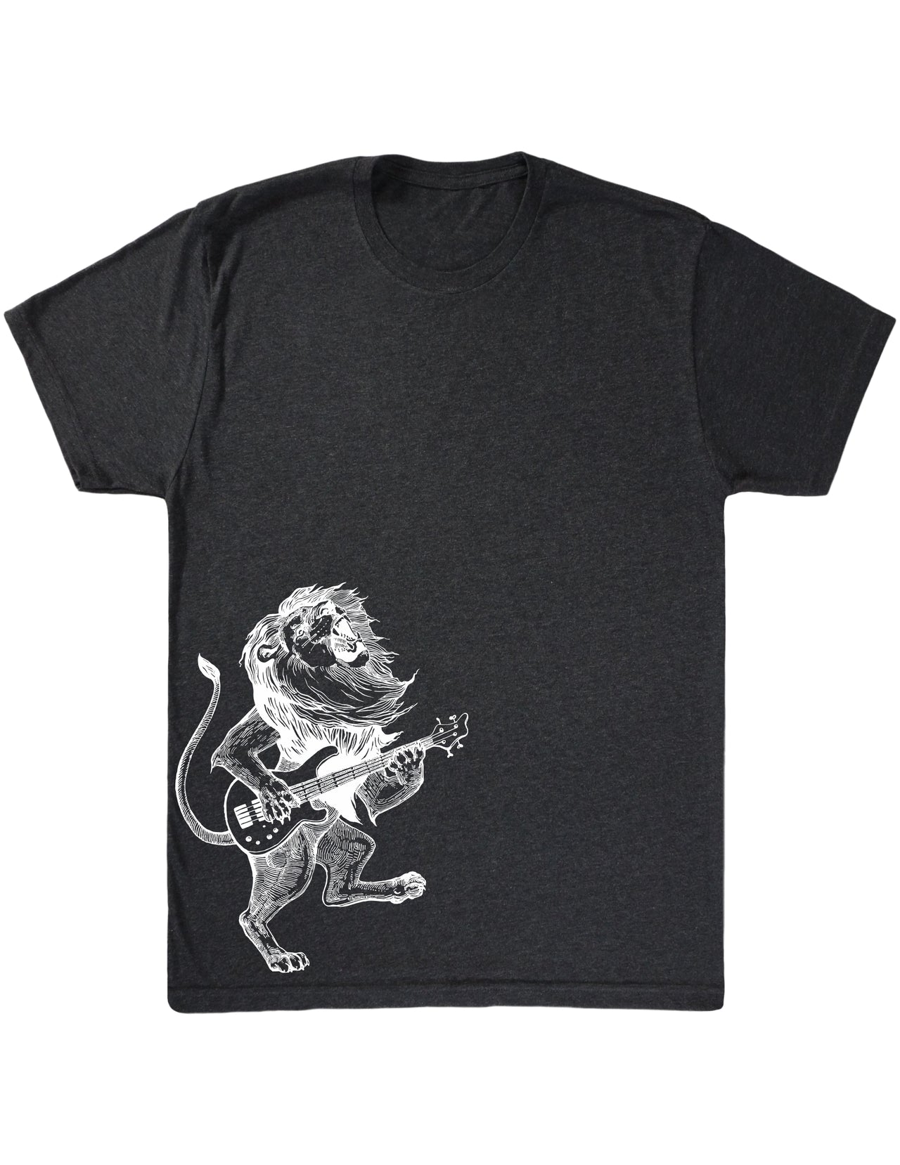 SEEMBO Lion Playing Guitar Funny Guitarist Musician Band Men Tri-Blend T-Shirt Side Print