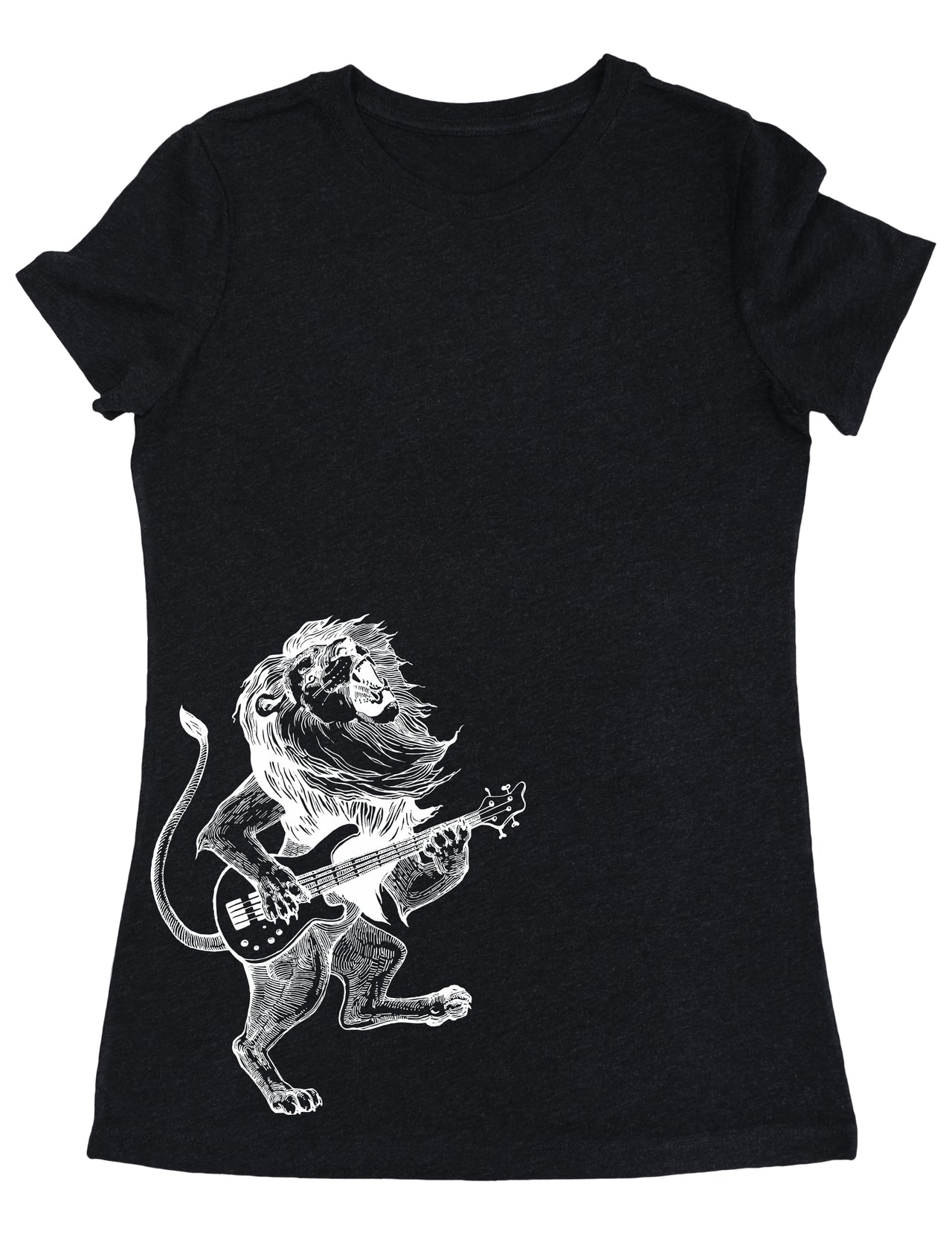 SEEMBO Lion Playing Guitar Funny Guitarist Musician Band Women Tri-Blend T-Shirt Side Print