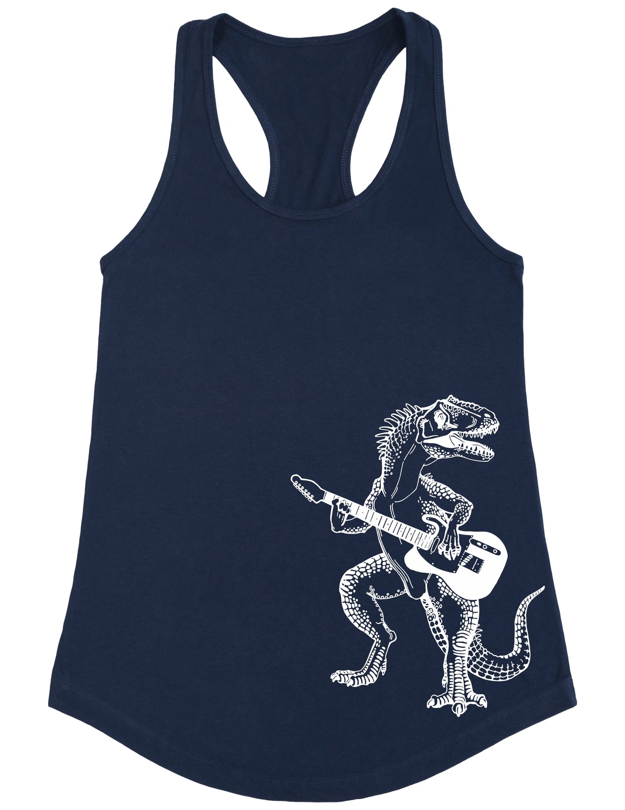 SEEMBO Dinosaur Playing Guitar Funny Guitarist Misician Women Poly-Cotton Tank Top Side Print