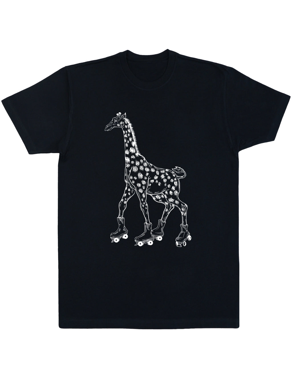 seembo-black-t-shirt-with-giraffe-skater-roller-skating-design