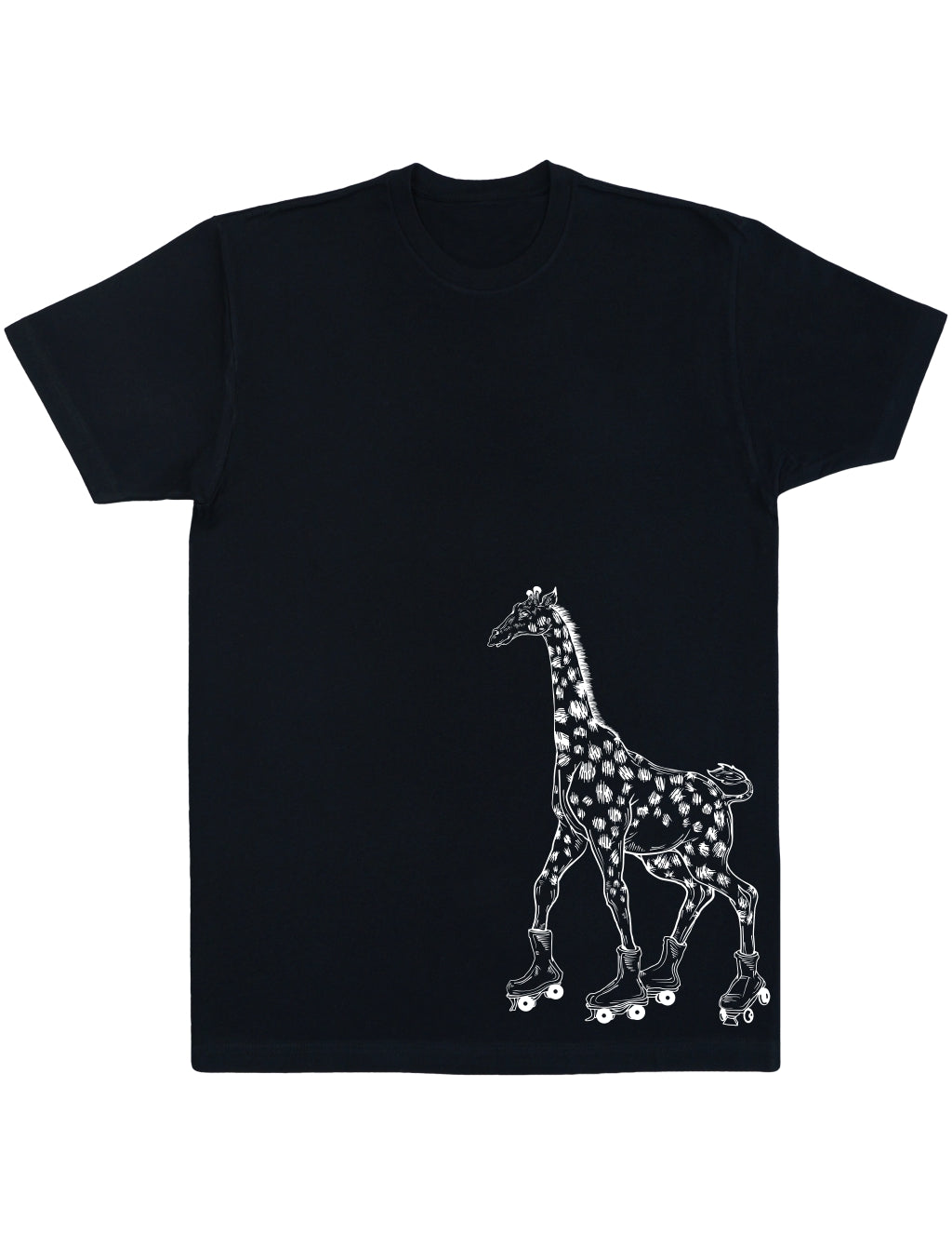 SEEMBO Giraffe Skater Funny Skating Roller Skates Men Cotton T-Shirt Side Print