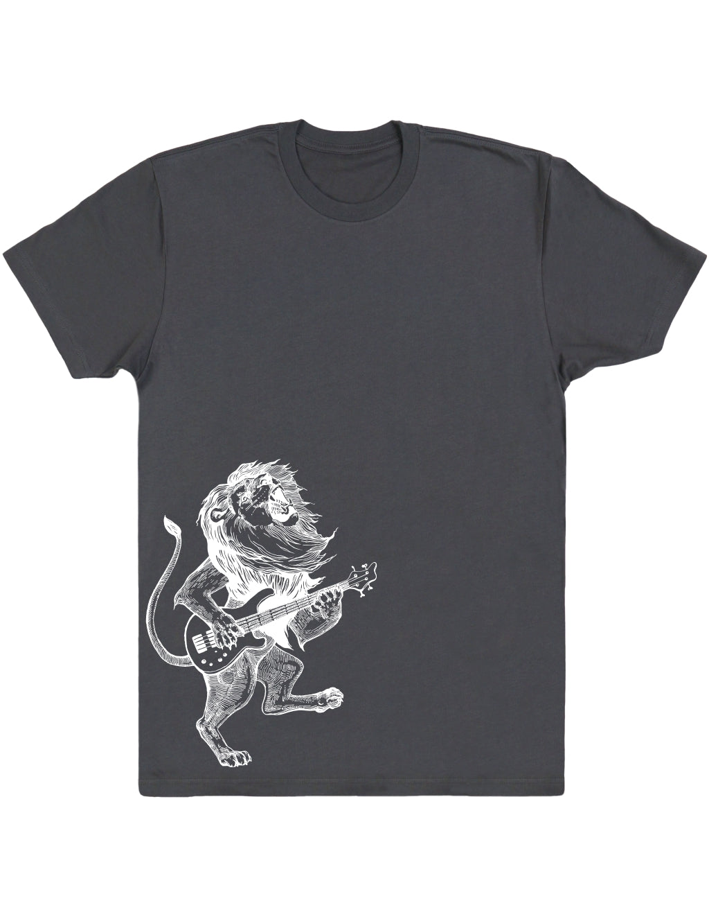 SEEMBO Lion Playing Guitar Funny Guitarist Musician Band Men Cotton T-Shirt Side Print
