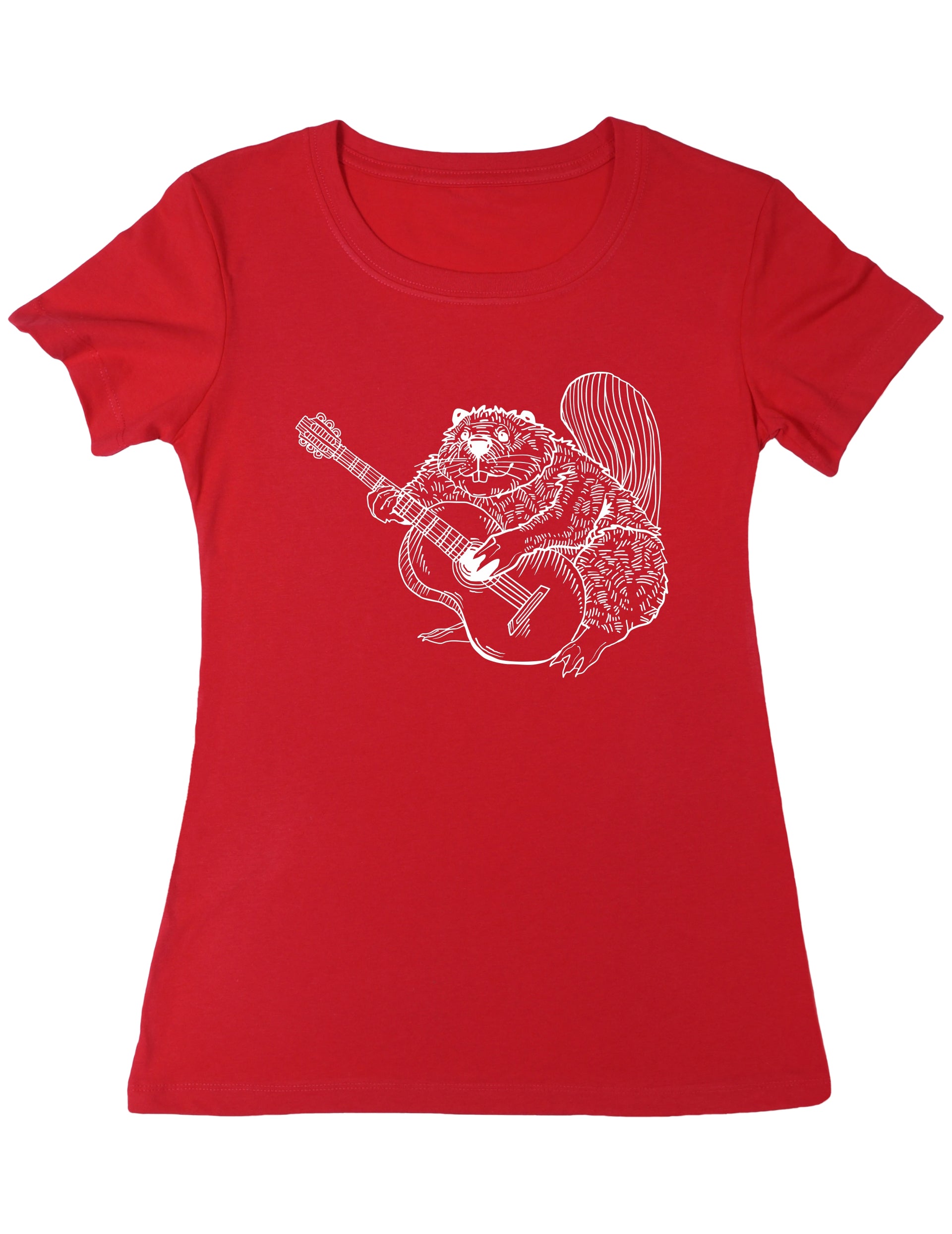 seembo-beaver-playing-guitar-guitarist-women-t-shirt-in-red-color
