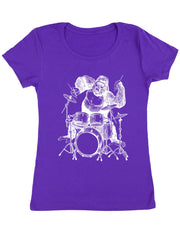Seembo-Gorilla-drummer-Playing-Drums-musician-music-band-Women-T-Shirt-purple
