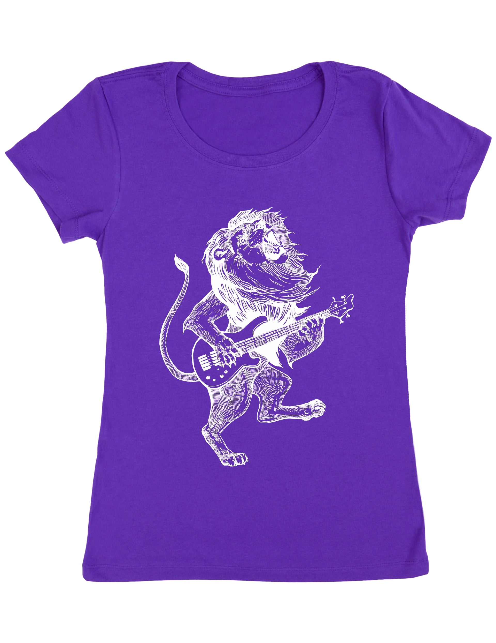 Seembo-Lion-Playing-Guitar-guitarist-musician-music-band-Women-T-Shirt-purple