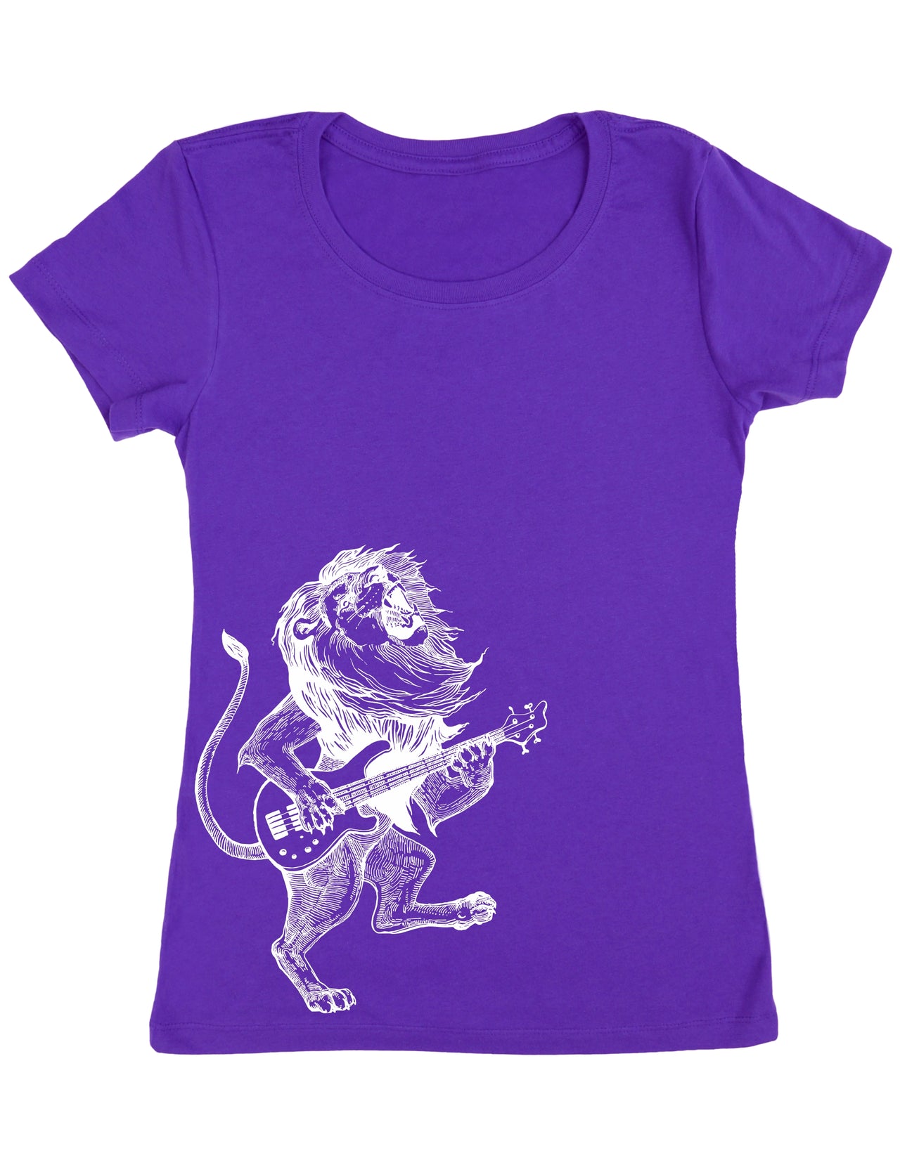 Seembo-Lion-Playing-Guitar-guitarist-musician-music-band-Women-purple-T-Shirt-side-print