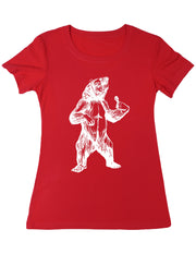 seembo-bear-trying-to-sing-karaoke-women-poly-cotton-t-shirt-red-color