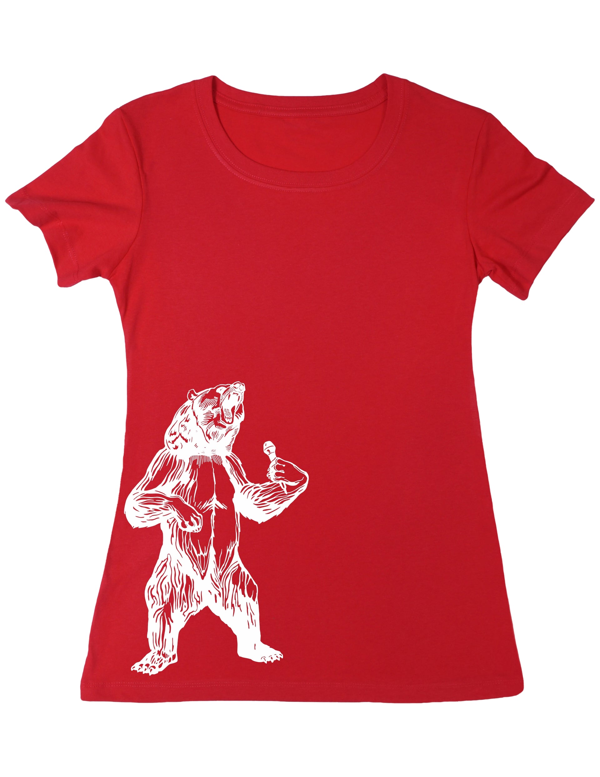 seembo-bear-karaoke-singer-sing-women-t-shirt-red-color-printed-on-side