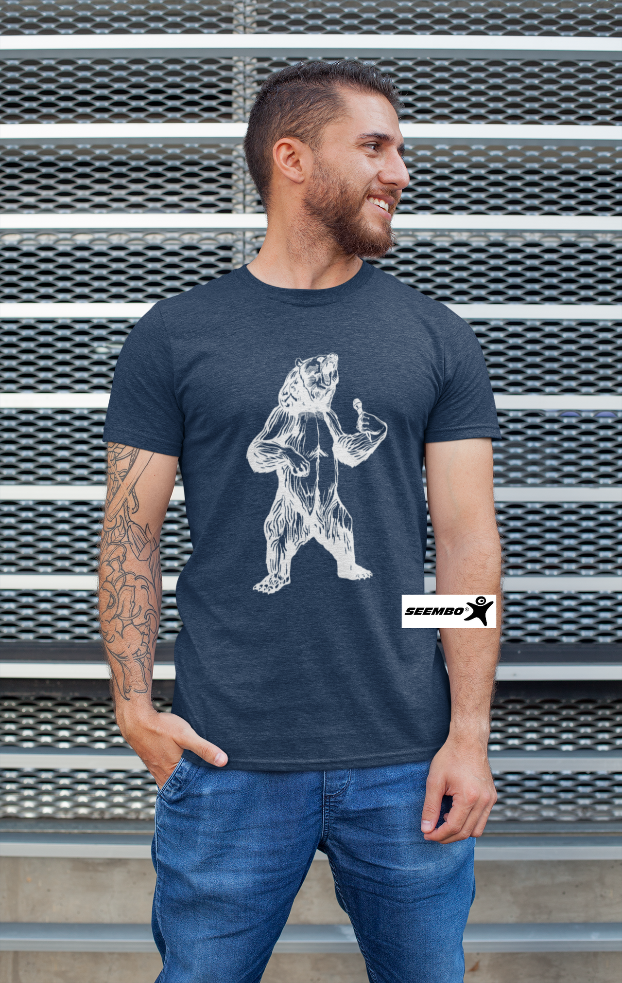 Bear Singing Karaoke Funny Animal Cool Musician Rock Vocalist Men Tri-Blend T-Shirt