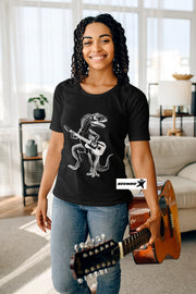 seembo-dinosaur-playing-guitar-black-t-shirt-women-at-home