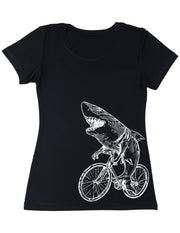 Seembo-Shark-Cycling-Bike-Bicycle-cyclist-biker-biking-Women-black-T-Shirt-side-print