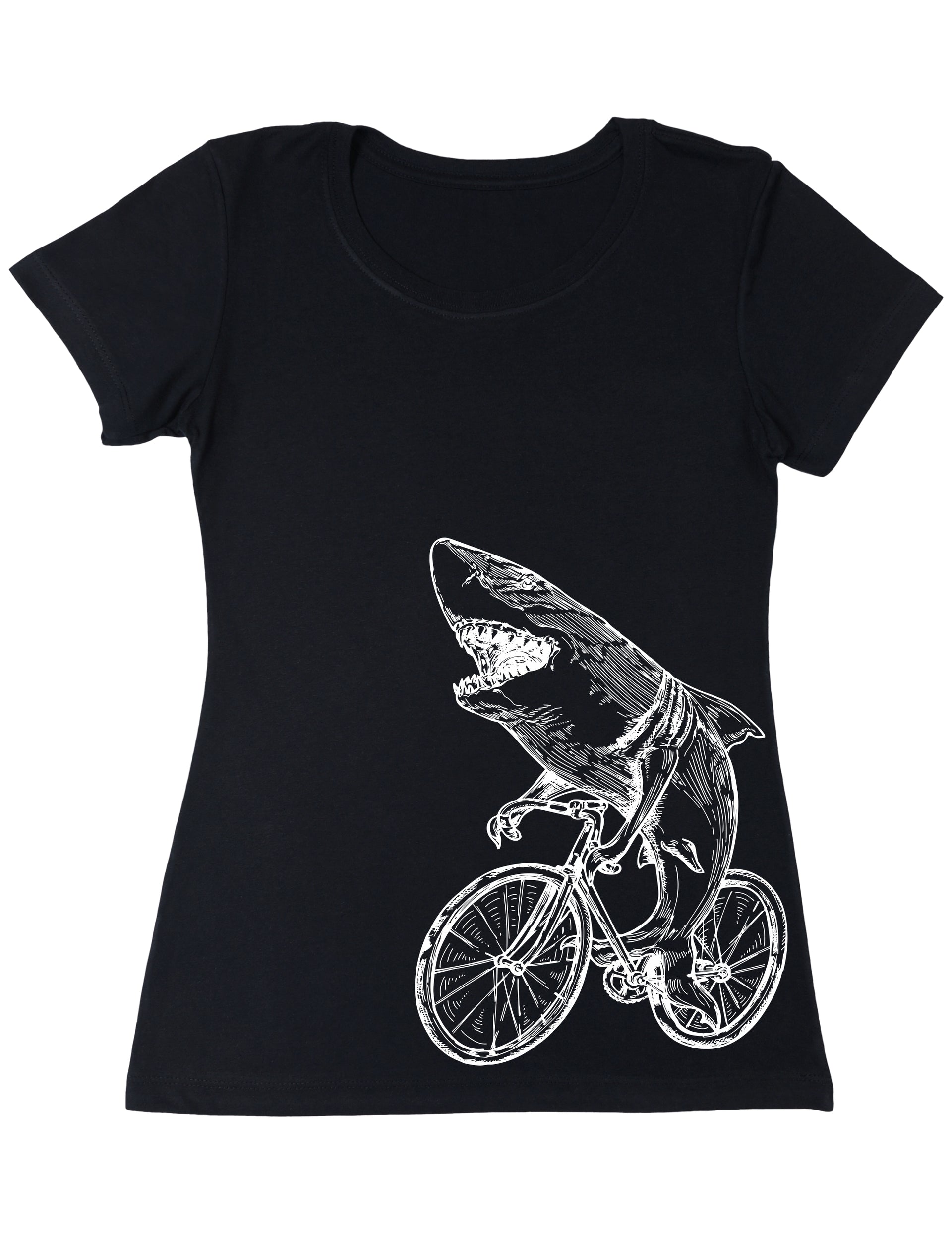 Seembo-Shark-Cycling-Bike-Bicycle-cyclist-biker-biking-Women-black-T-Shirt-side-print