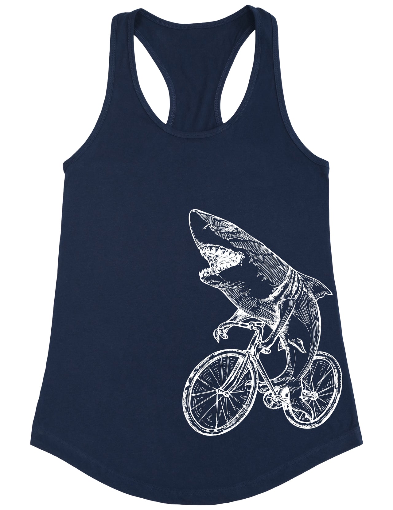 SEEMBO Shark Cycling Bicycle Bike Biking Biker Cyclist Women Poly-Cotton Tank Top Side Print