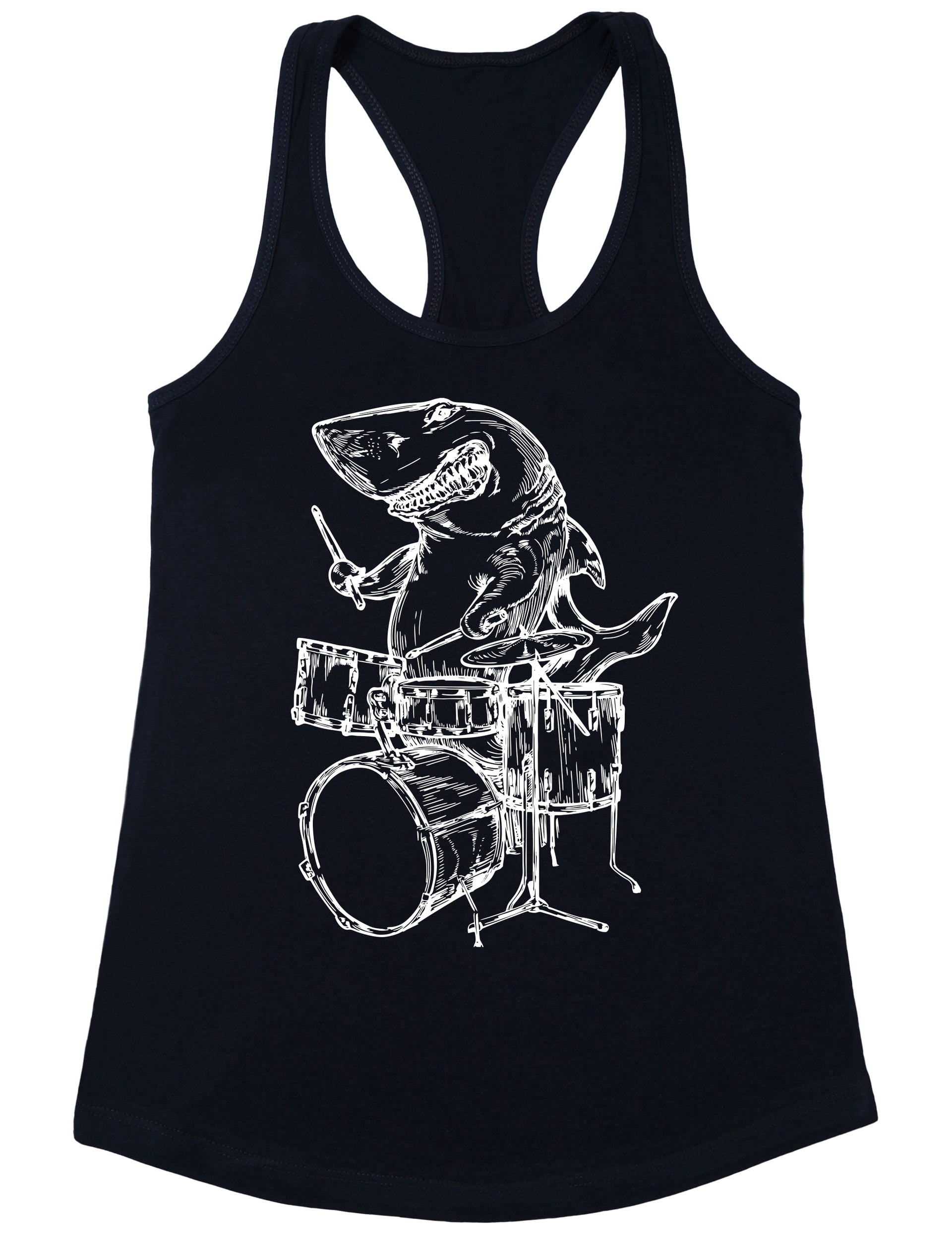 seembo-shark-playing-drums-drummer-musician-music-band-women-black-tank-top