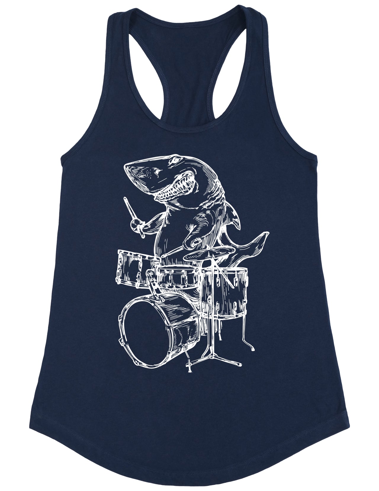 SEEMBO Shark Playing Drums Funny Drummer Musician Music Band Women Poly-Cotton Tank Top