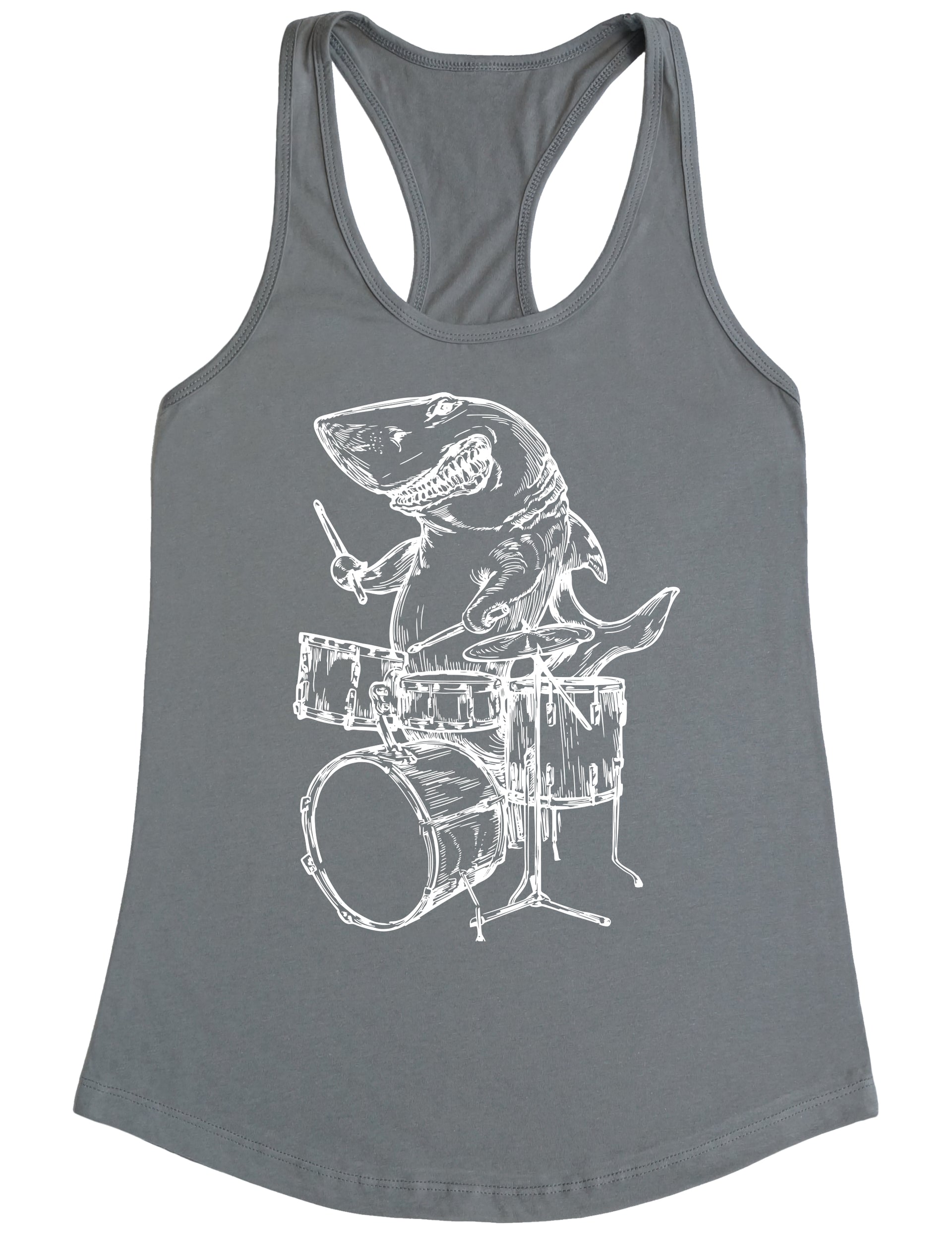 seembo-shark-playing-drums-drummer-musician-music-band-women-gray-tank-top