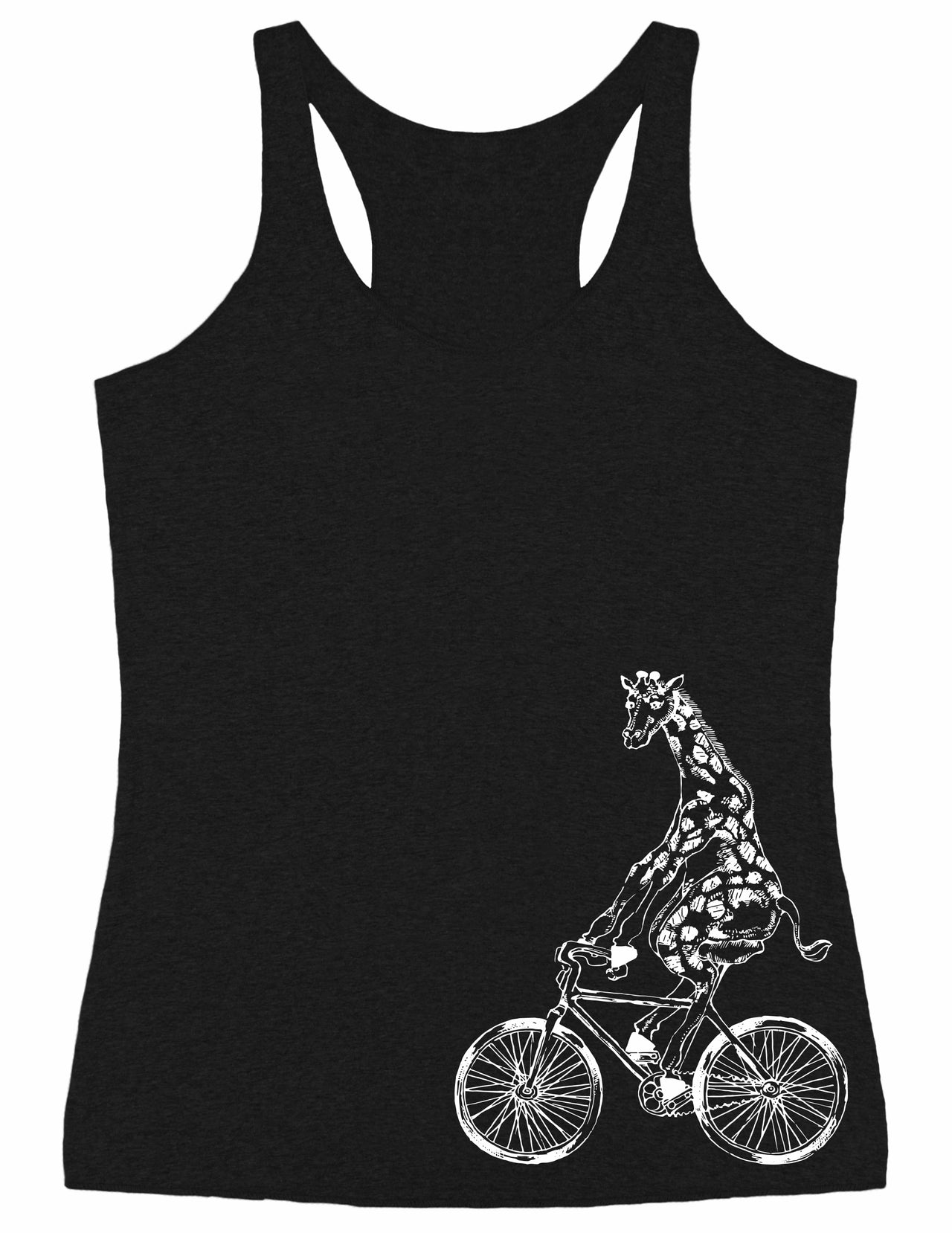 SEEMBO Giraffe Cycling Bicycle Bike Biking Biker Funny Cyclist Women Tri-Blend Tank Top Side Print