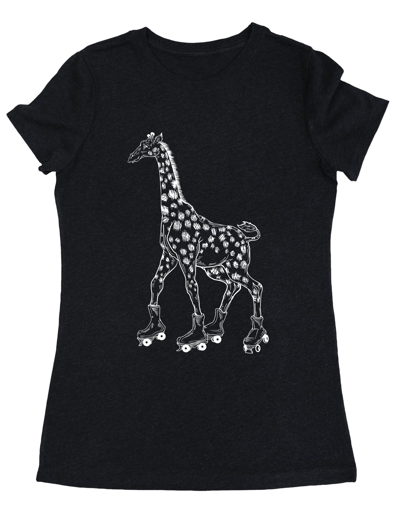 Camiseta de tejido mixto SEEMBO Giraffe Skater Patinaje divertido Patines sobre ruedas Mujer