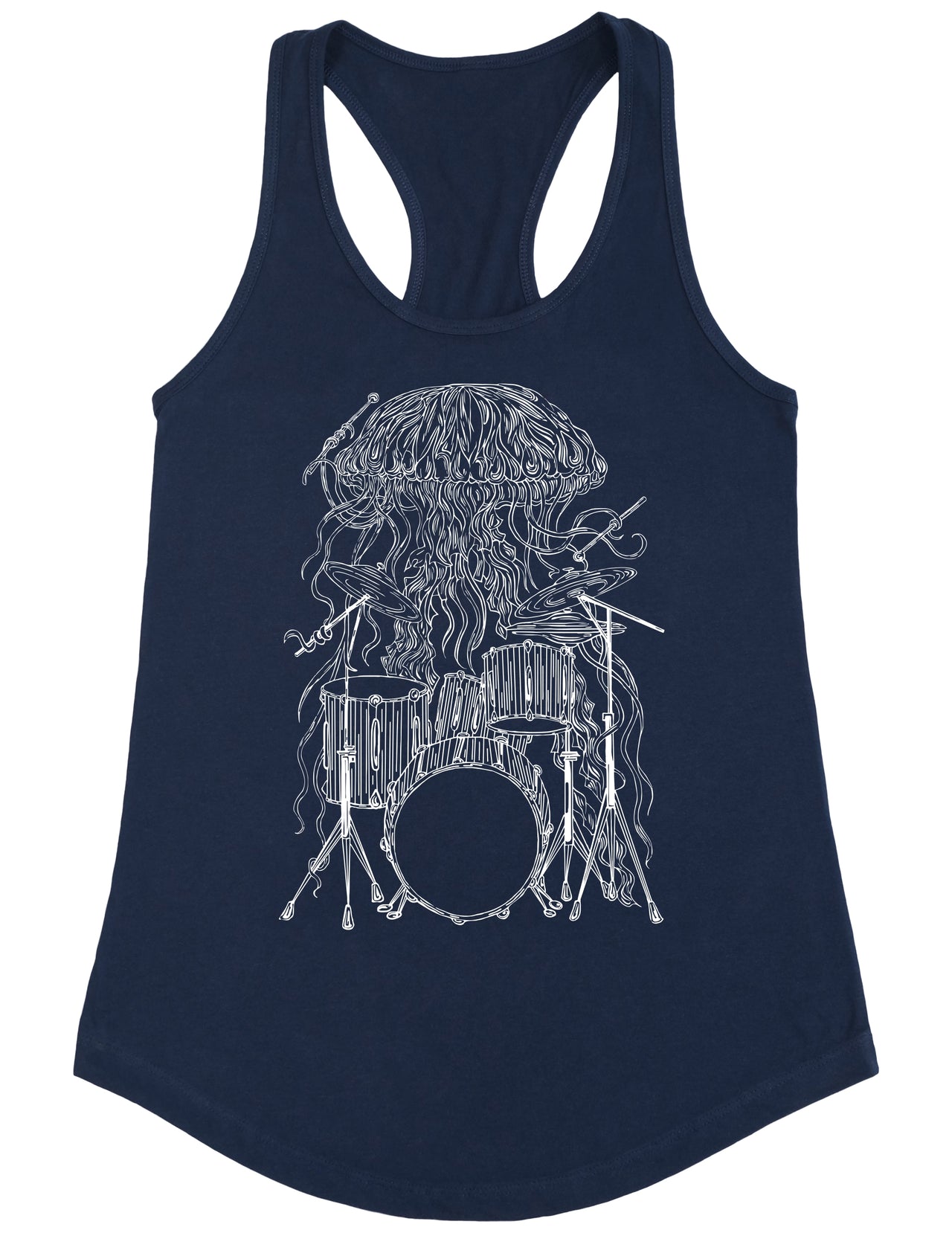 seembo-jellyfish-playing-drums-drummer-misician-music-band-women-navy-tank-top
