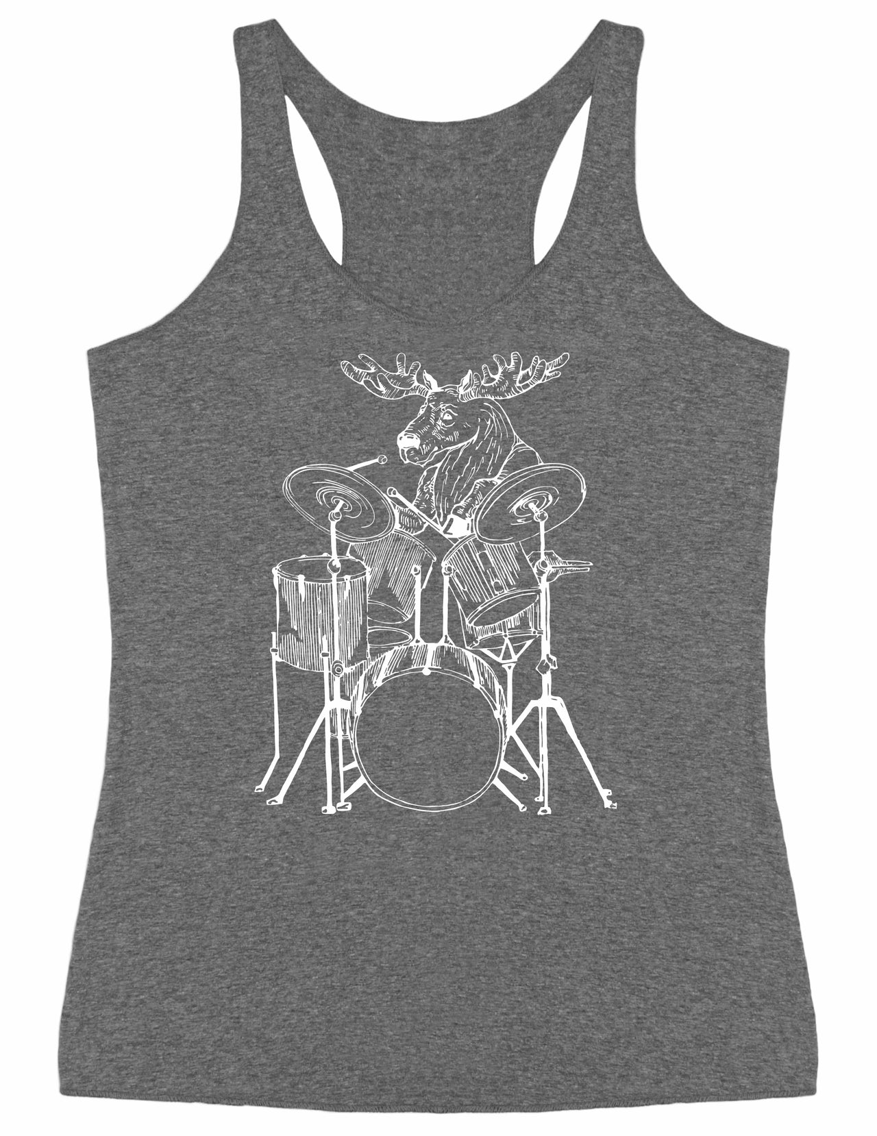 SEEMBO Moose Playing Drums Funny Drummer Musician Band Women Tri-Blend Tank Top