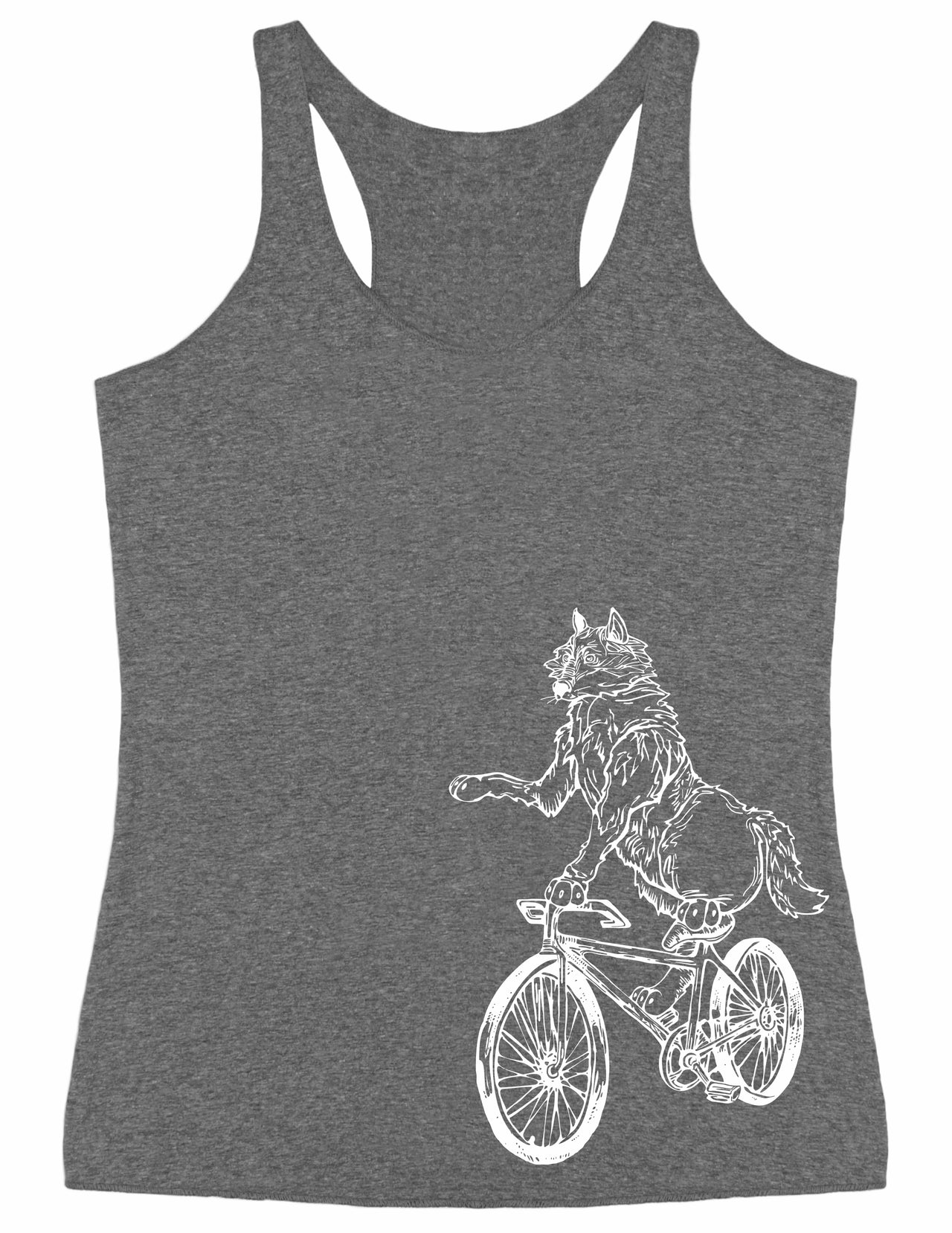 SEEMBO Wolf Cycling Bicycle Bike Biking Biker Cyclist Women Tri-Blend Tank Top Side Print