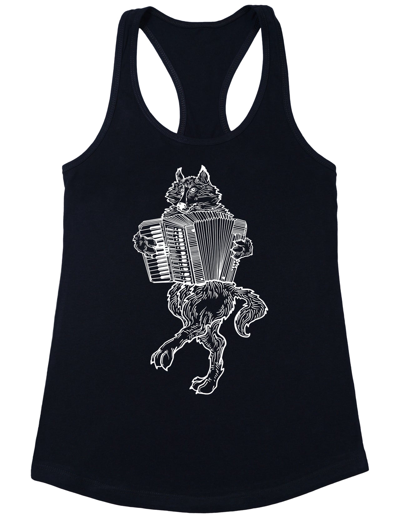 SEEMBO Wolf Playing Accordion Women's Poly-Cotton Tank Top