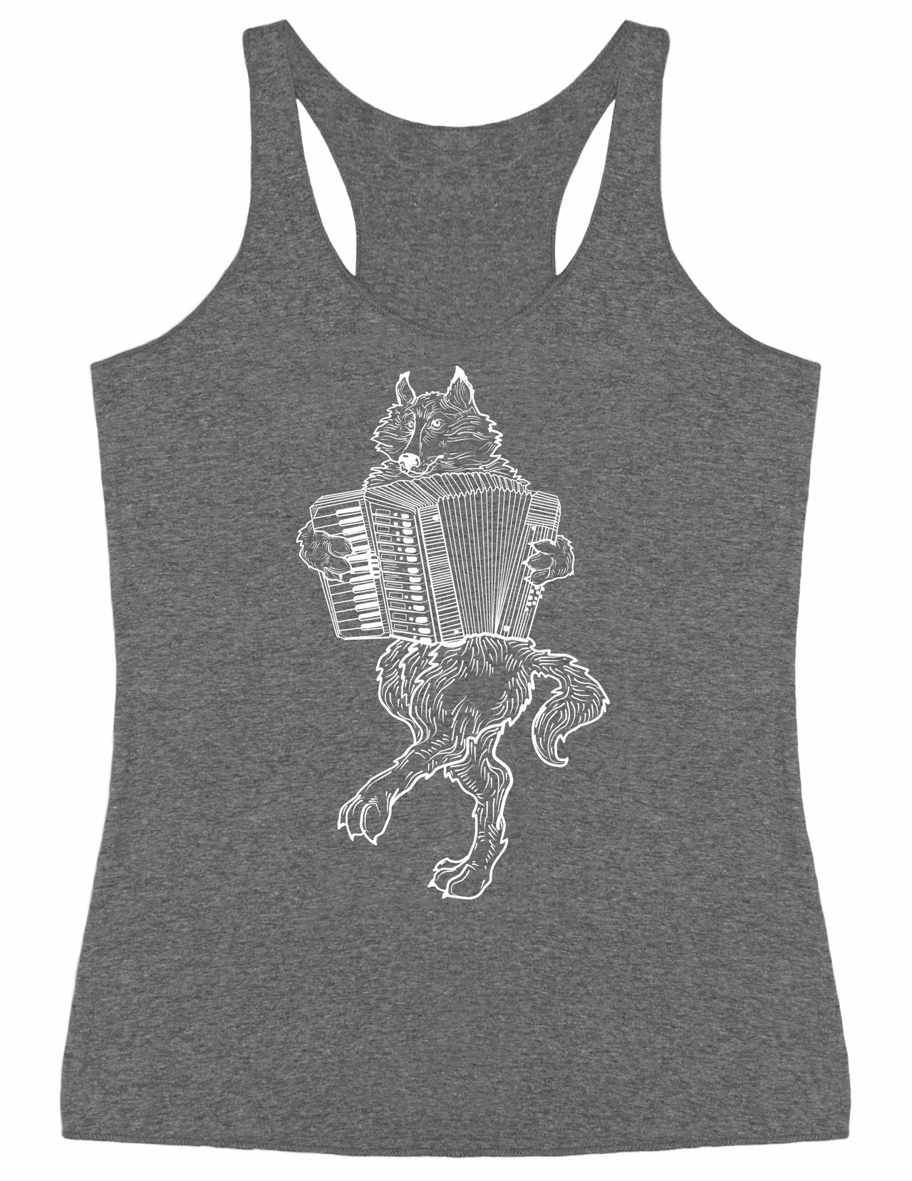 SEEMBO Wolf Playing Accordion Funny Accordionist Musician Women Tri-Blend Tank Top