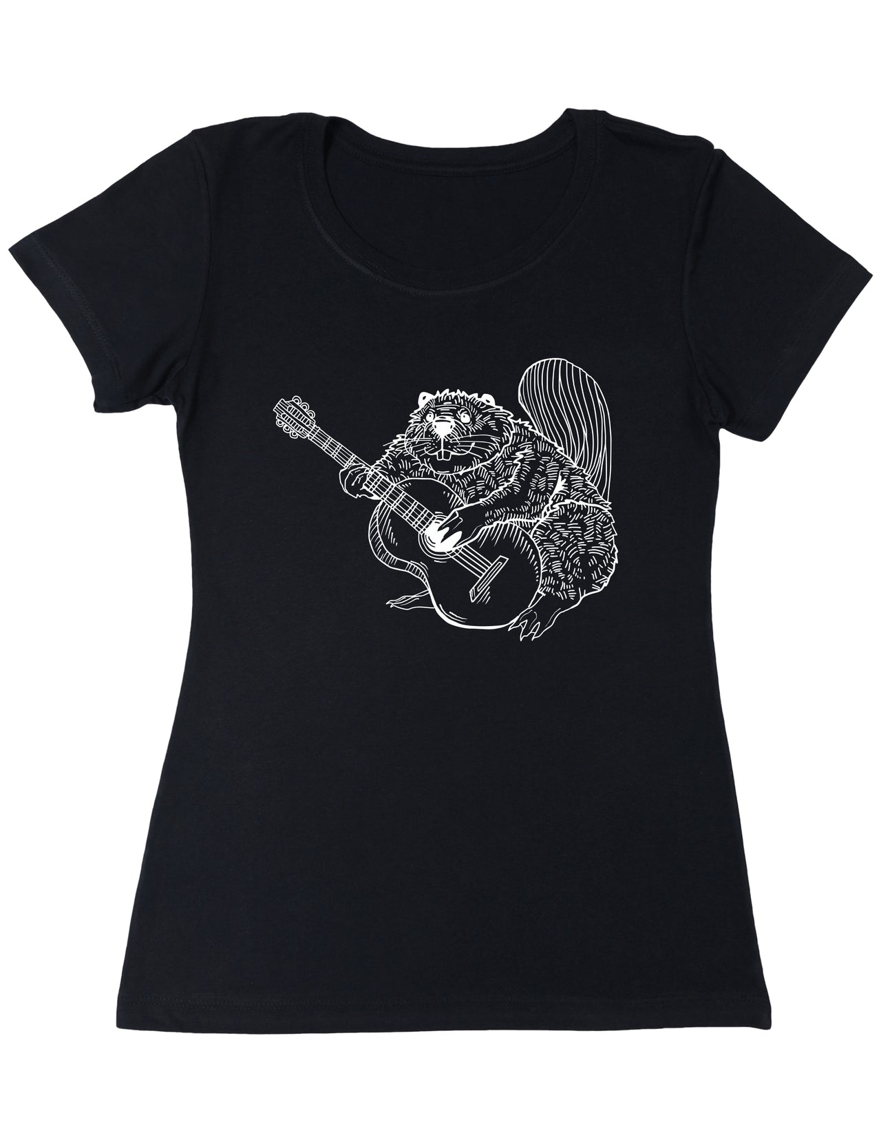 SEEMBO Beaver Playing Guitar Funny Guitarist Musician Women Poly-Cotton T-Shirt