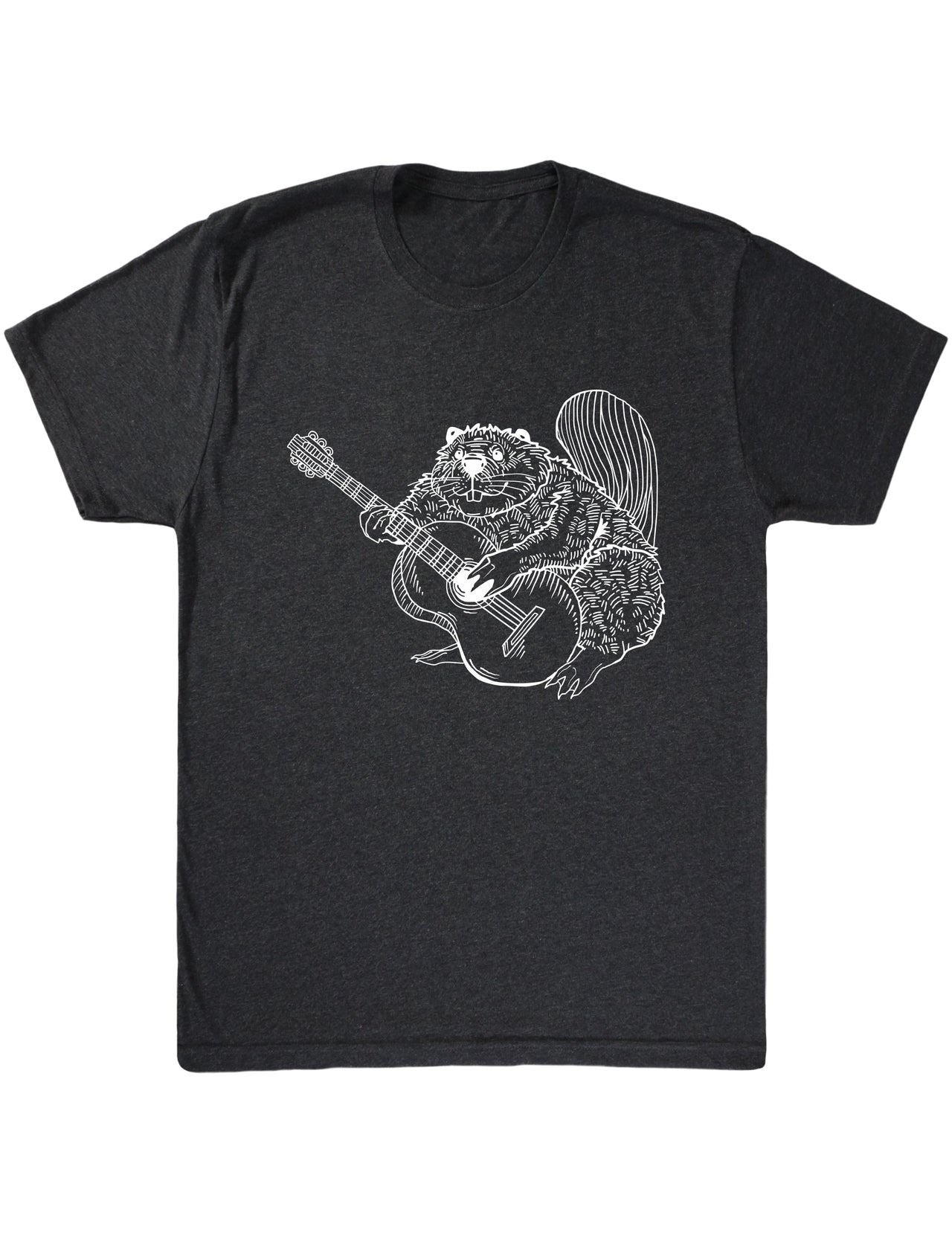 Beaver Playing Guitar Animal Guitarist Funny Rock Musician Men Tri-Blend T-Shirt